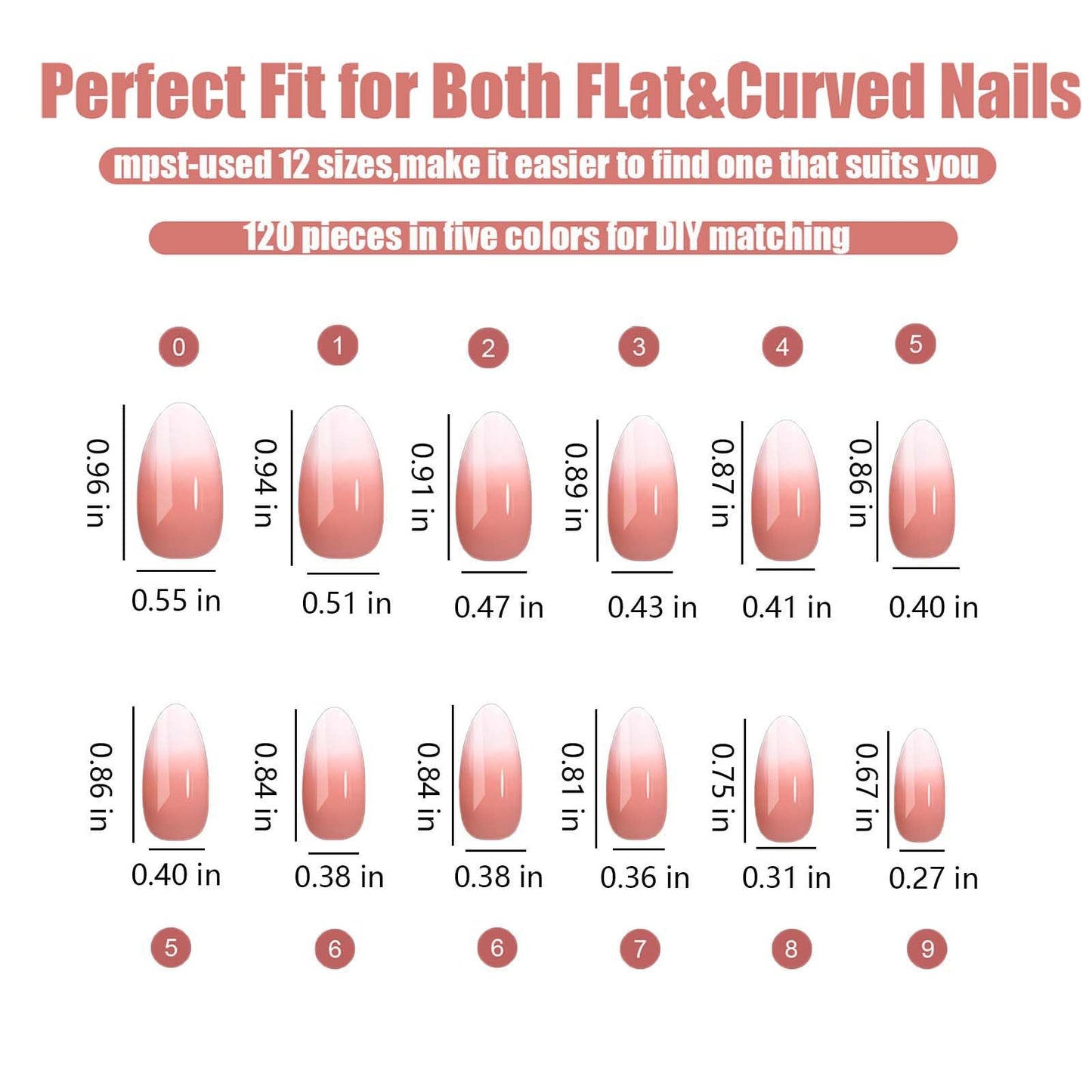 Press On Nails 120PCS French False Nails 5 Ombre Pink short oval press on nails Tips Manicure Nail Art Decoration for Work Daily Wear Easy to App lynails at HomeOmbre Pink Coffin nail press ons