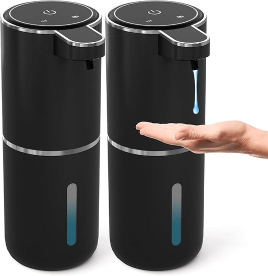 2 Pack Automatic Soap Dispenser Touchless,Liquid Hand Soap Dispenser 12.8oz Electric Wall Mounted Smart for Bathroom and Kitchen Dish Soapï¼Easy for Toddlers(Black)