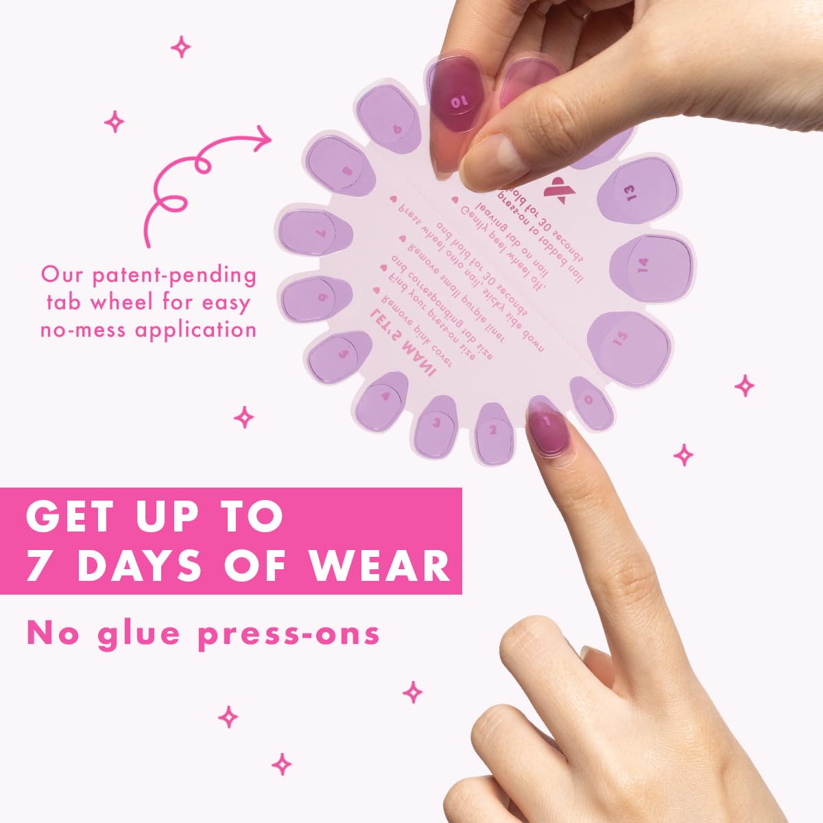 Olive & June Classic Super Stick Mani Press On Nails | No Glue Needed | 32 Tab Nails 16 Sizes | Non-Toxic Tabs Non-Damaging 7-Day Wear | Spring Flowers & Patterns | Short, Squoval | Tutu Pastel Pink