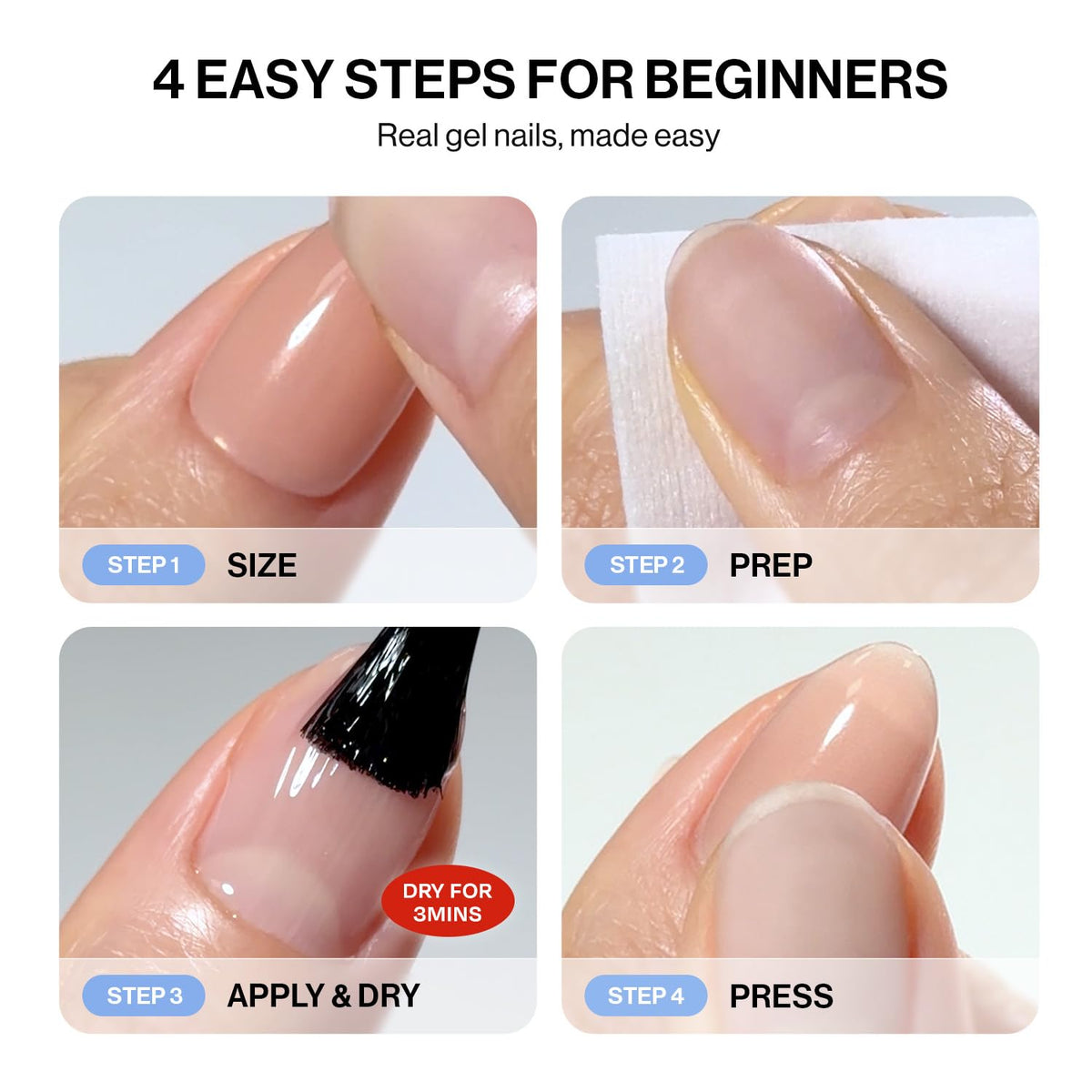 ohora Gel Press On Nails (Polka Lady) | Medium Oval, French White | 100% Real Gel, No UV Lamp, No Glue, Non-Toxic | 15 Sizes, 30 Tips | 14-Day Waterproof, Beginner Friendly