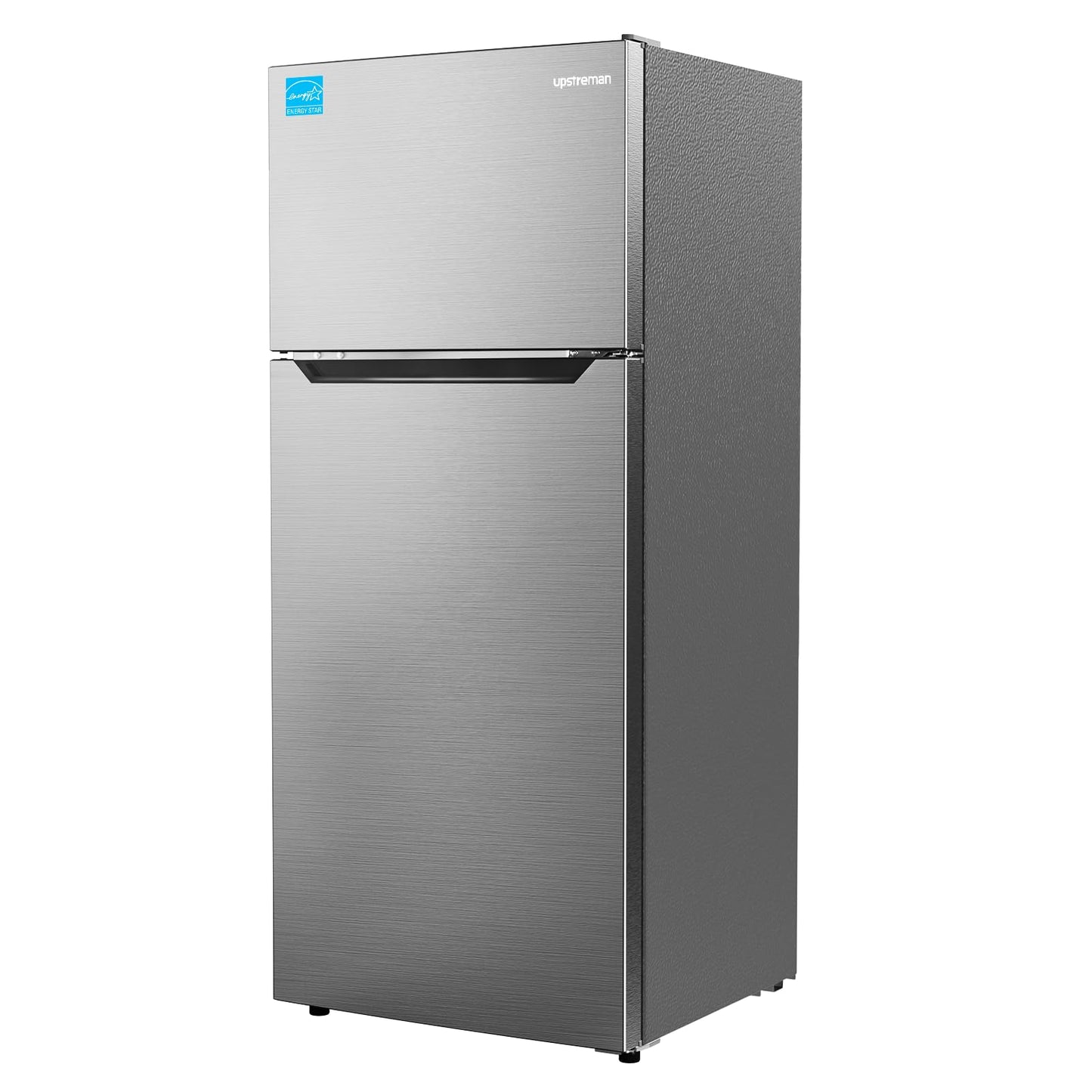 Upstreman 14.6 Cu.Ft. Refrigerator with Top Freezer, 2 Door Fridge with Electronic Thermostat, ENERGY STAR, Low Noise, Frost Free Top Freezer Refrigerator, Reversible Door, Stainless Steel-BD146
