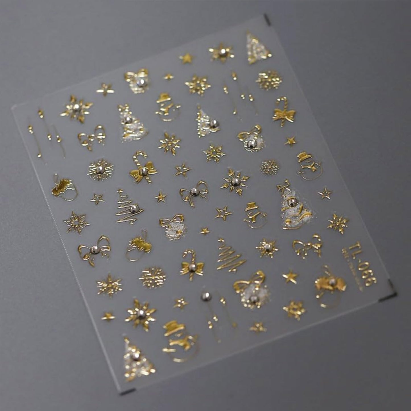 Christmas Nail Art Stickers Gold Nail Stickers Snowflake Snowman Xmas Tree Nail Decals Star Bow with Rhinestones Design 5D Embossed Nail Art Supplies for Winter Holiday Manicure Decorations