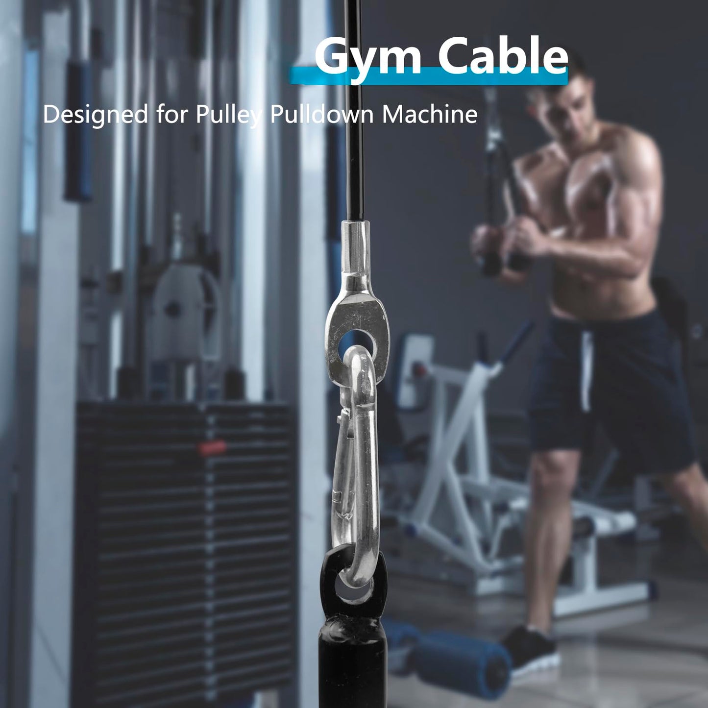 LFJ Replacement Gym Cable Fitness Pulley Cable Steel Wire Rope for Cable Machine Home Gym Weight Lift Pulley System (Fixed Length, 79")"