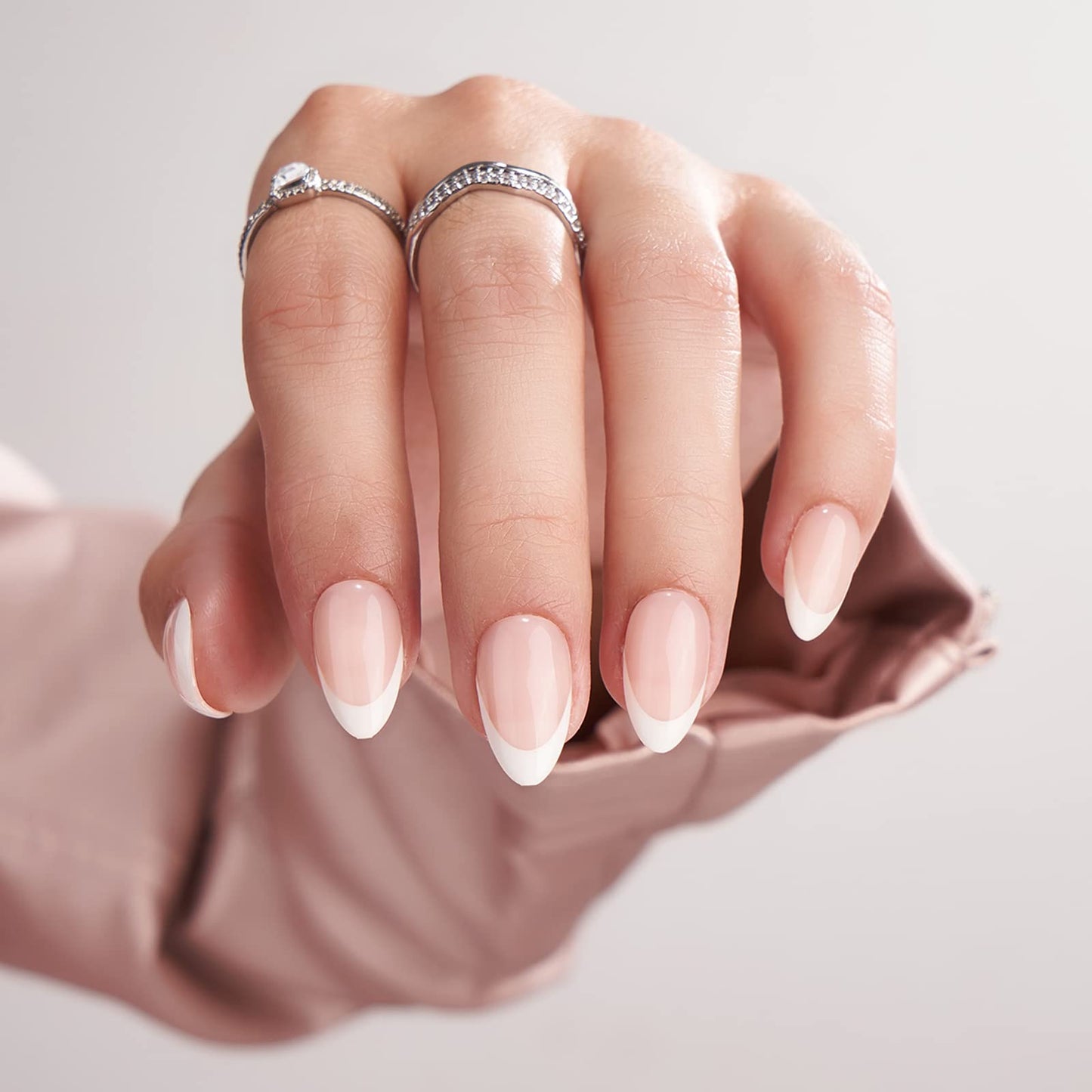 BTArtbox French Tip Press on Nails Toenails Short - Hope Hope & White French