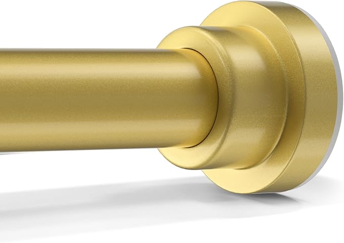 Shower Curtain Rod 31-63 Inch,0.87"Diameter Adjustable Spring Tension Curtain Rods No Drill,Warm Gold Shower Tension Rod for Bathroom,Room Divider,Window,Anti-Rust Non-Slip 1-Pack