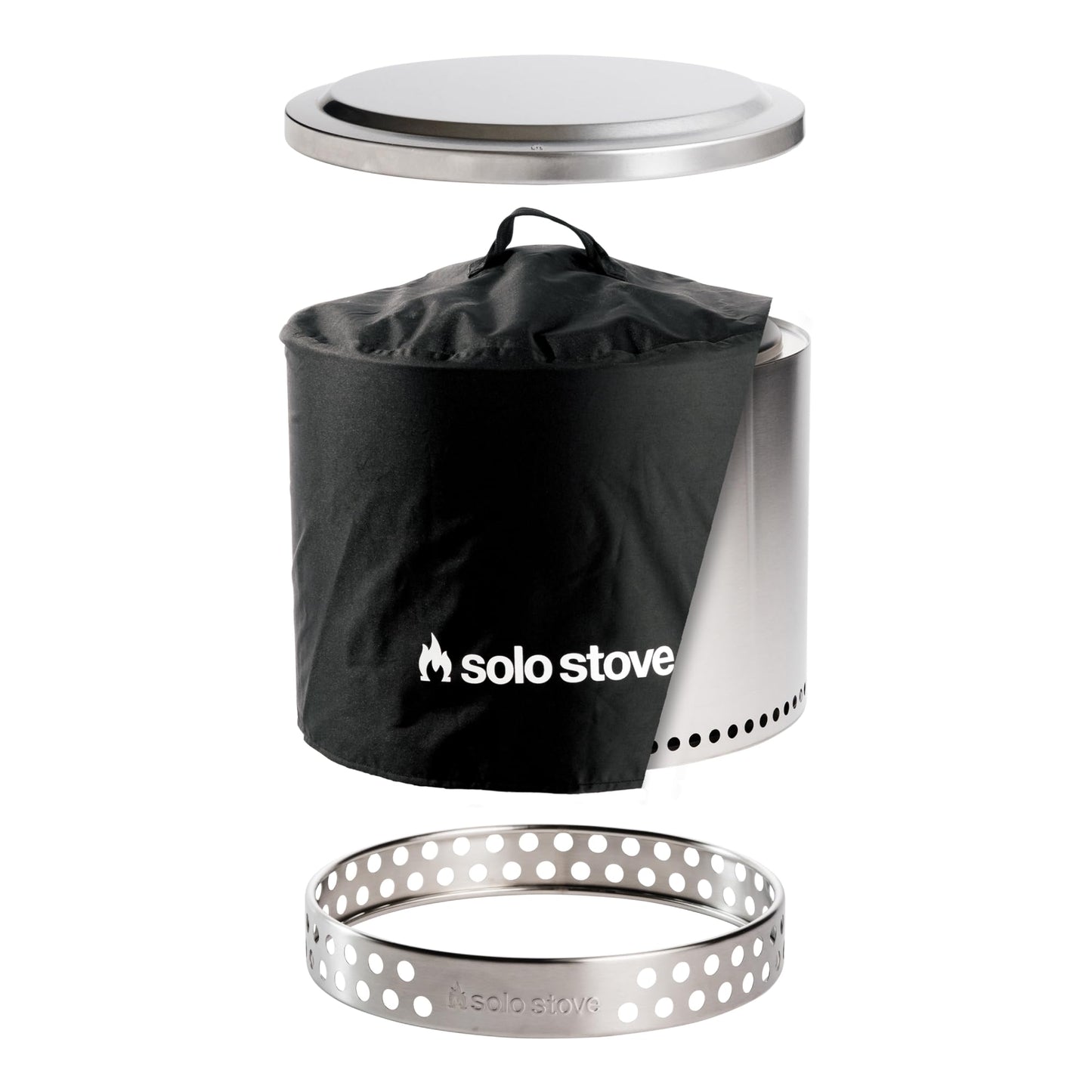 Solo Stove Bonfire Amazon Exclusive | Smokeless Fire Pit Bundle with Stand, Lid, Shelter & Ash Pan | Ideal for 4–6 People | Stainless Steel Wood Burning Camping Pit – 19.5" Wide, 34lbs