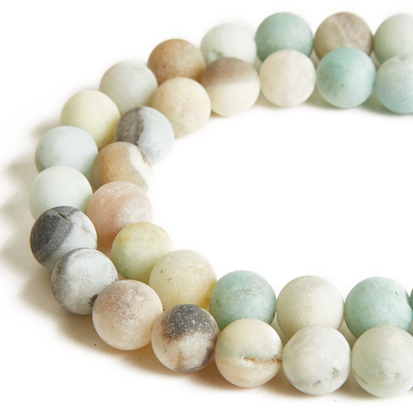 35pcs 10mm Frosted Amazonite Beads Natural Gemstone Beads Round Loose Beads for Jewelry Making