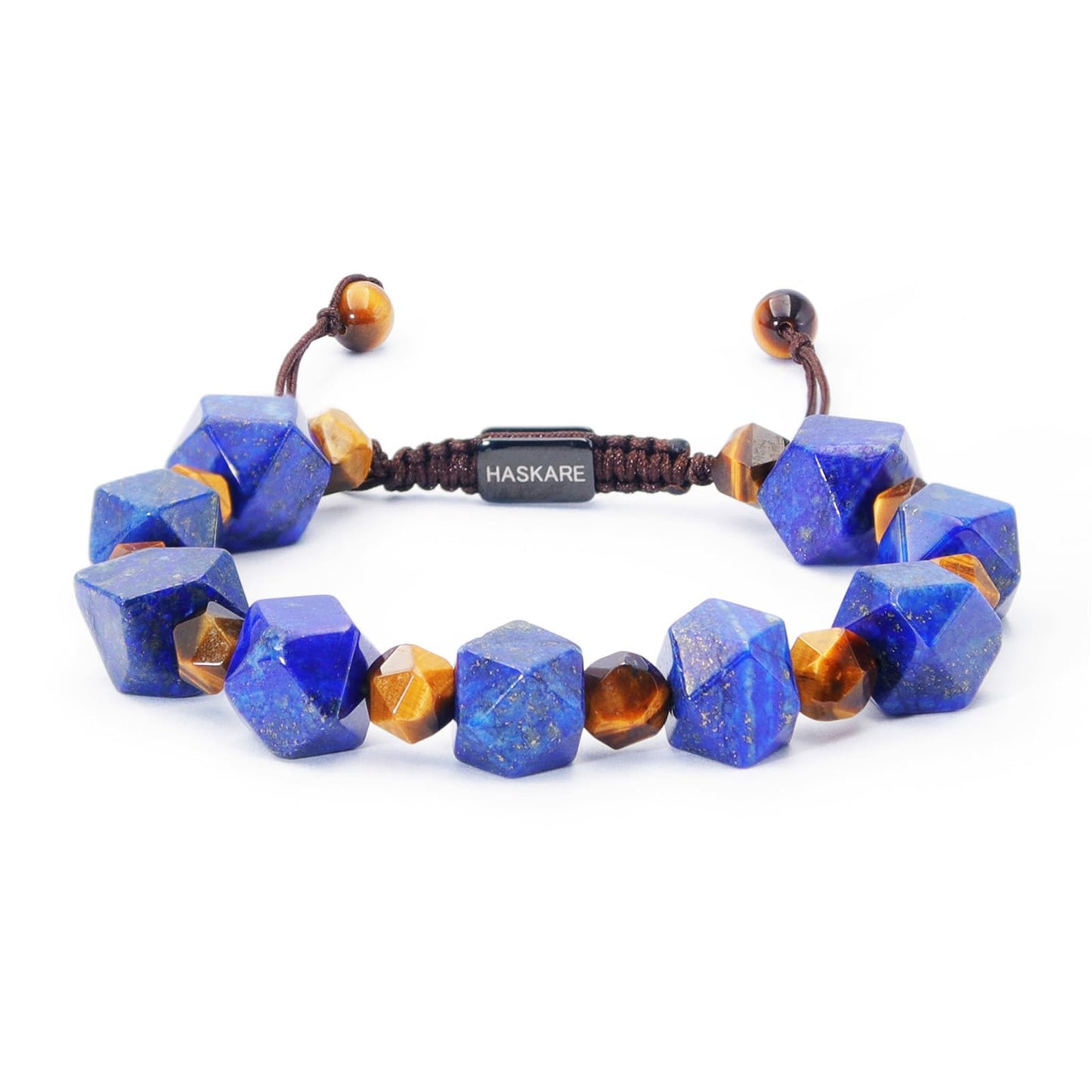 HASKARE Unique Gift Crystal Beads Bracelet for Men, Natural Crystal Lapis Lazuli Tiger Eye Bracelet Premium Handmade, Masculine Drawstring Men Beads Jewelry Energy Protection Stone Stuffers for Him