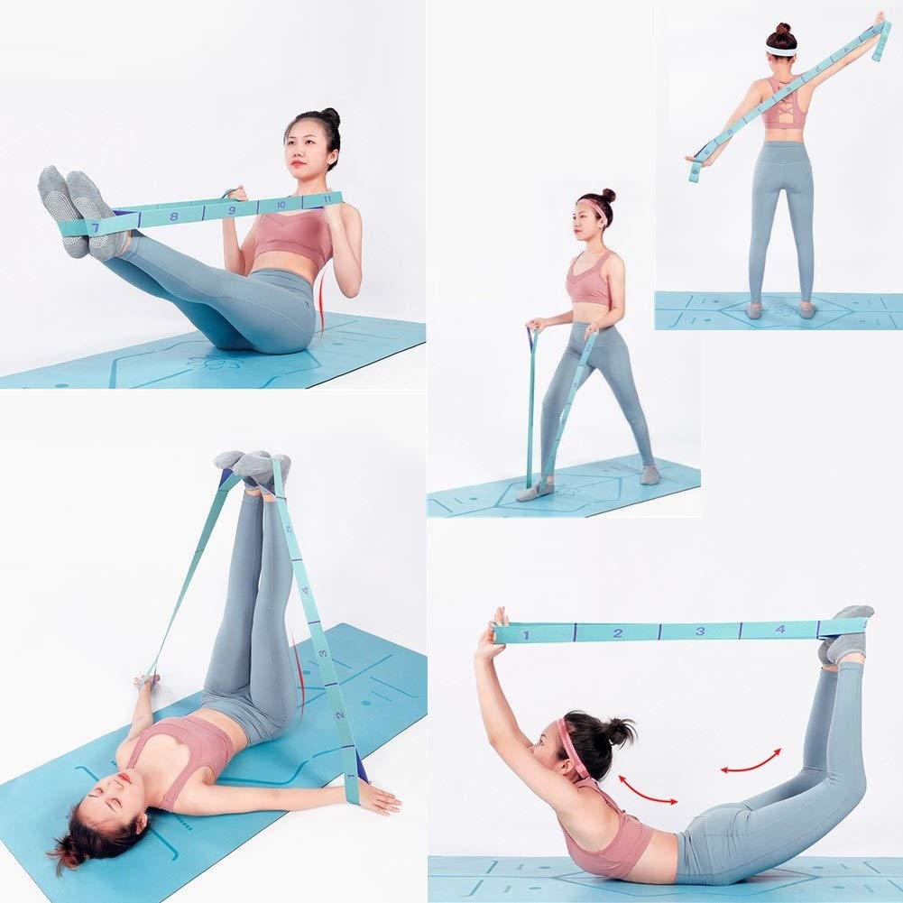 Meishen Nitpicker Stretching Straps Hamstring Stretcher Device Elastic Exercise Band Yoga mat Carrying Straps Leg Exercise Equipment Stretching Strap with Loops for Flexibility Stretch Strap 11 Loops