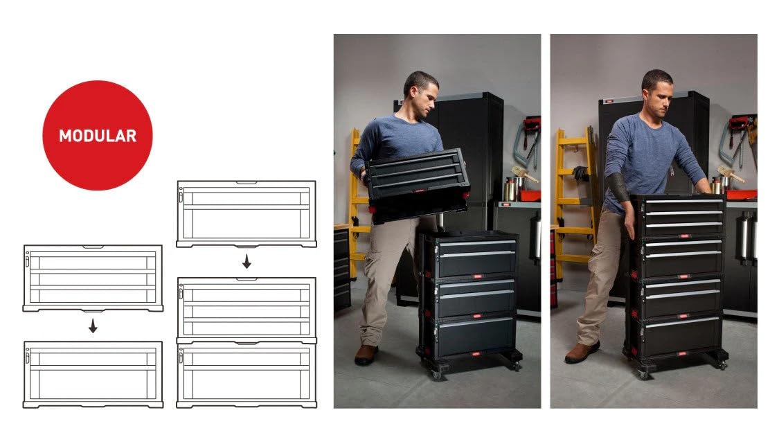 Keter Tool Trolley with 3 Drawers 59 x 29 x 26 cm