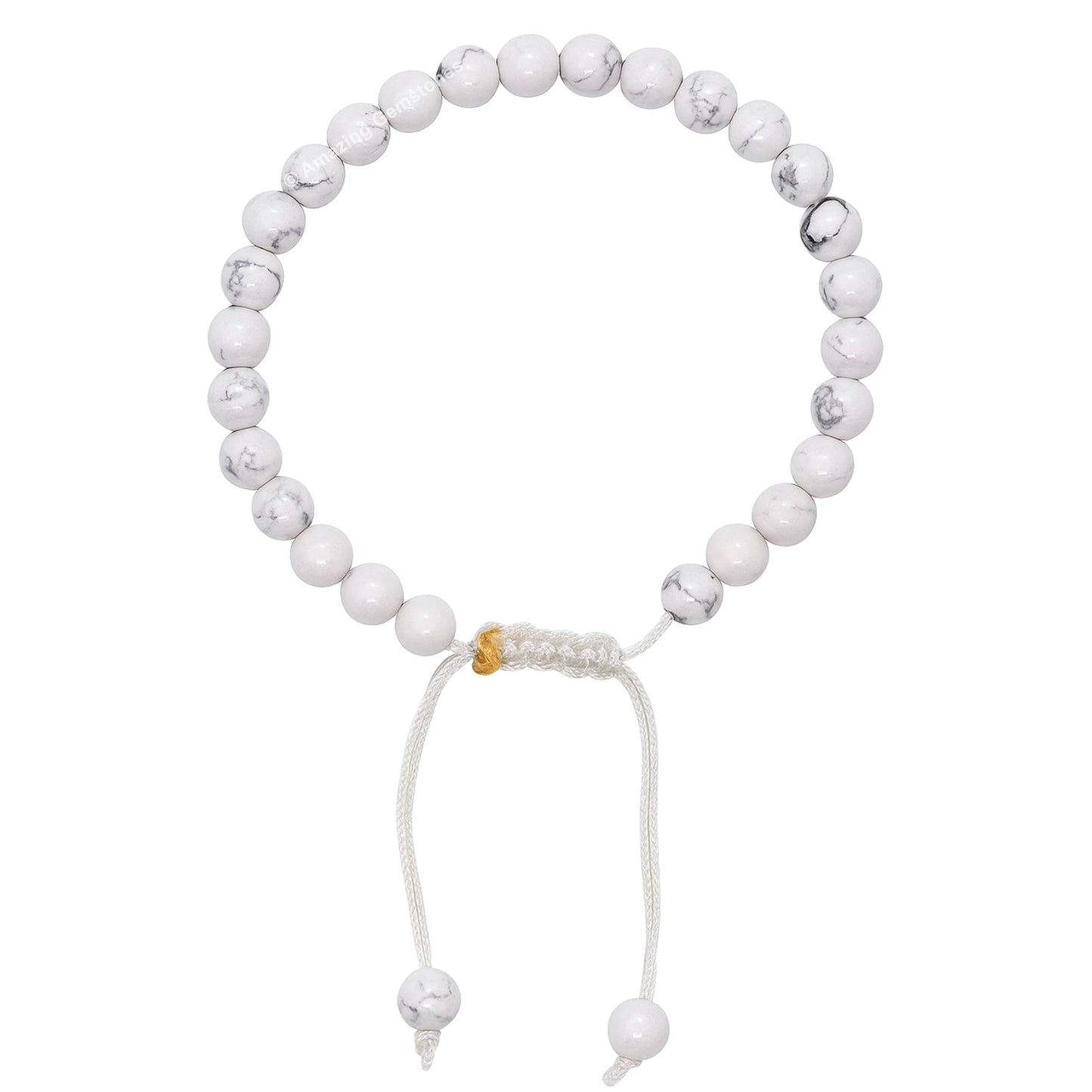 Amazing Gemstone Howlite Bracelet, Gifts For Men & Women - Protection Healing Crystal Bracelet - 6mm Gemstone Beaded Adjustable Bracelet, Pulseras Para Hombres Mujer Stocking Stuffers