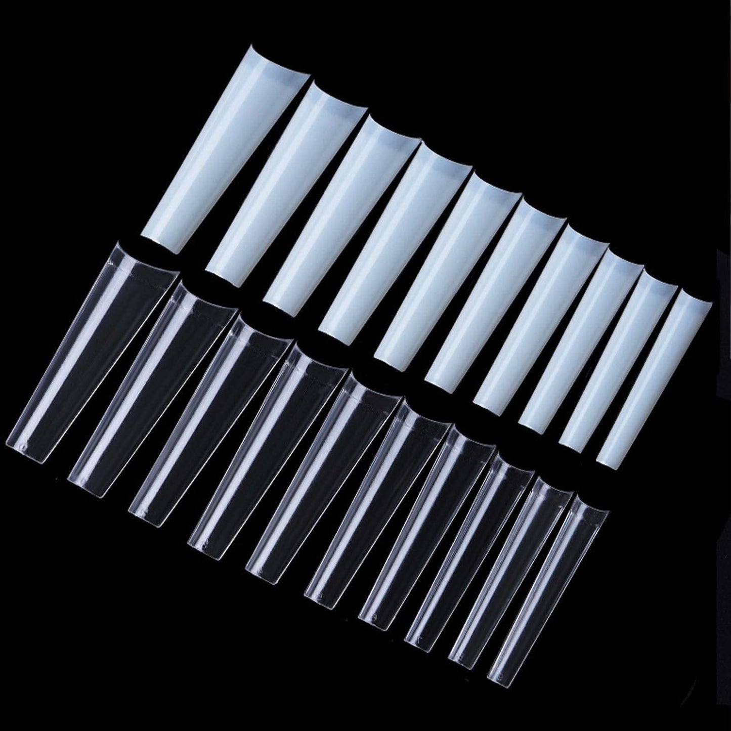 U-Shinein 504PCS XXXL Natural Coffin Nail Tips, Half Cover Ballerina Fake Nails 12 Sizes, 3XL Square Straight Ballerina Shape False Nail Tips, No C Curved 2.2 Inch Acrylic Nail Tips For Salon Home DIY