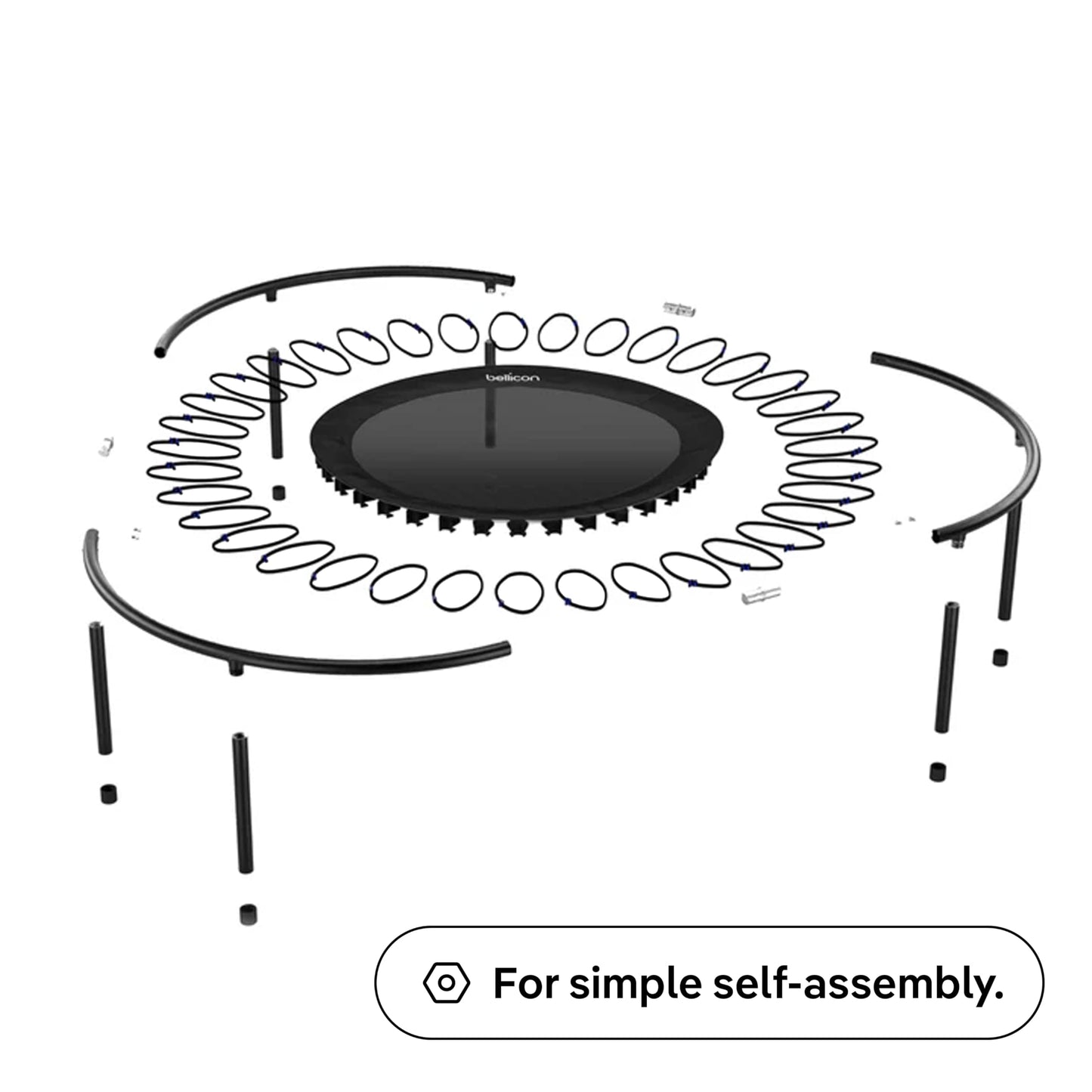 bellicon Mini Trampoline 39'' (Pink) | Bungee Suspension up to 260 lbs | Indoor Fitness Rebounder for Adults | Screw-in Legs