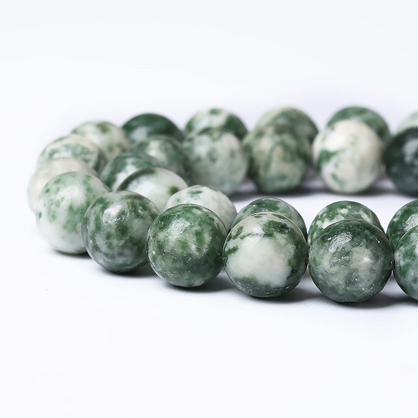 60pcs 6mm Natural Green Spot Stone Stone Beads for Jewelry Making Loose Spacer Round Beads DIY Bracelets Necklaces 15" (6mm, Green Spot Stone)