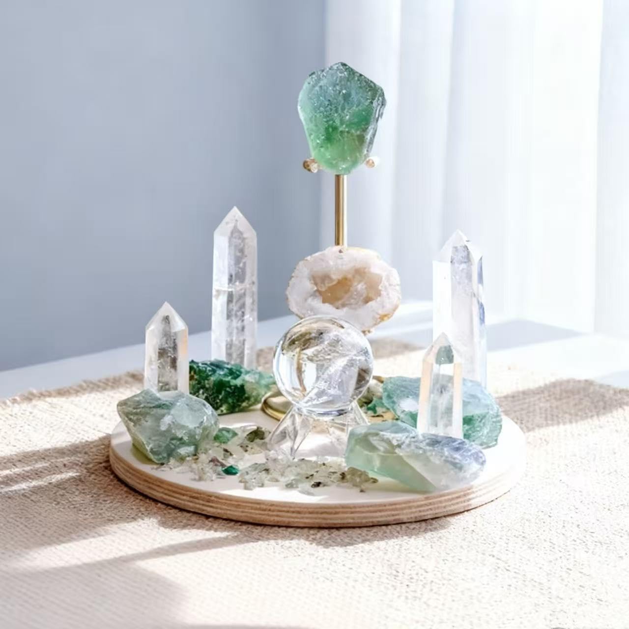 Sulanvi Bulk Raw Green Fluorite Crystals - Beginner DIY Healing Crystal Set, 1.2-2.0” Natural Unpolished Gemstones for Terrarium, Meditation, Tarot, Grids, Aroma Stone, 0.45lb