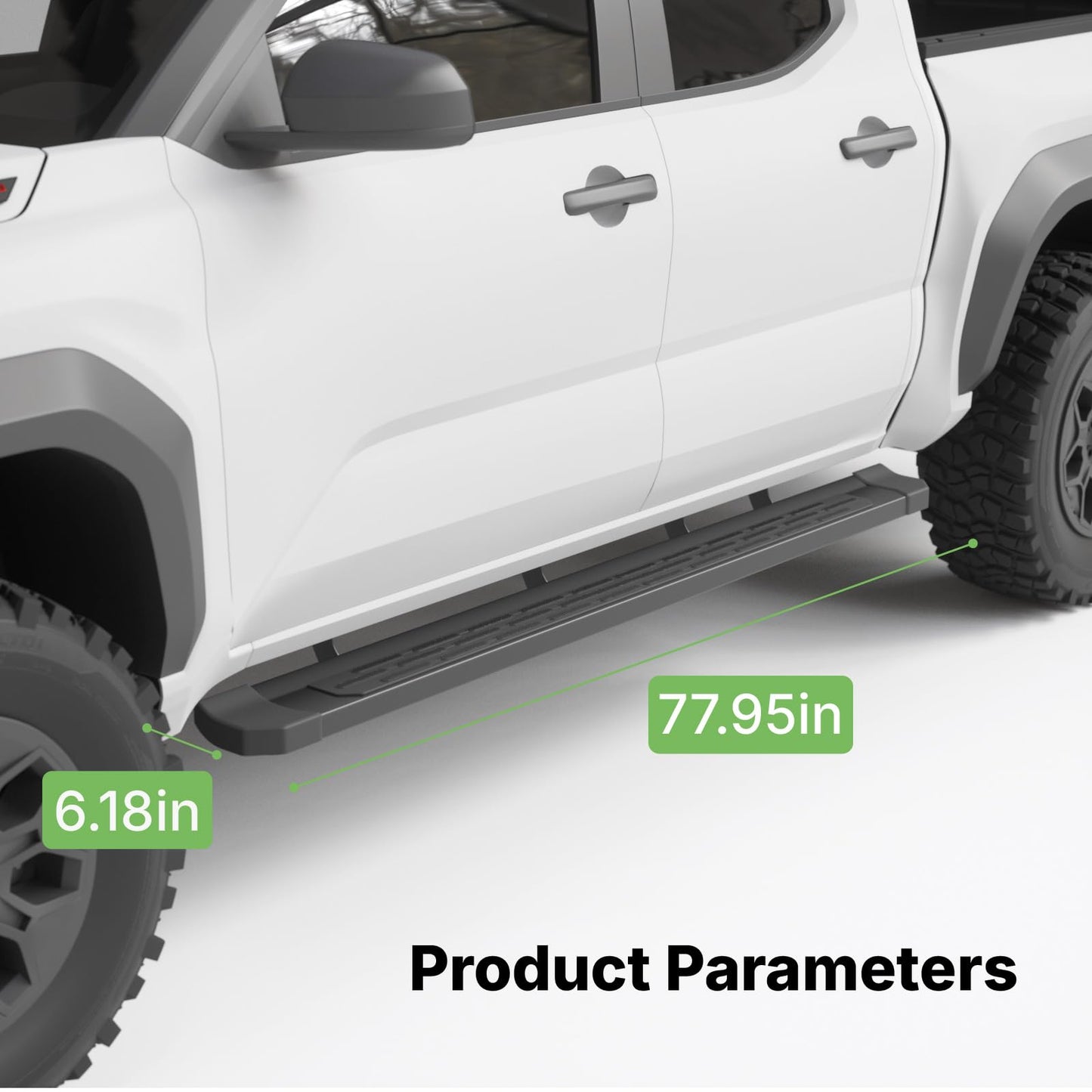 Yawrpats Running Boards Compatible with 2024 2025 Toyota Tacoma Double Cab 4 Full-Size Door Side Steps Bars with 8 Brackes Heavy Duty Aluminum Anti Slip (Rugged Off-Road)