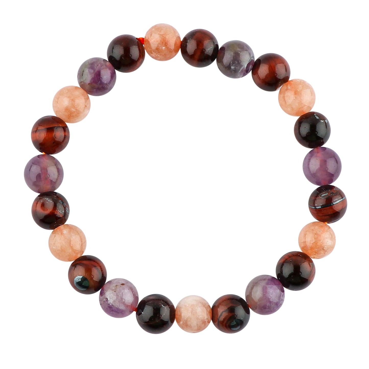 CRYSTALIS Triple Protection Bracelet | Stretchable Elastic Bracelet | Beaded Gemstone Jewelry, Birthstone, Healing, Chakra, Yoga Balancing, Reiki | [Sunstone+Amethyst+Tiger Eye]