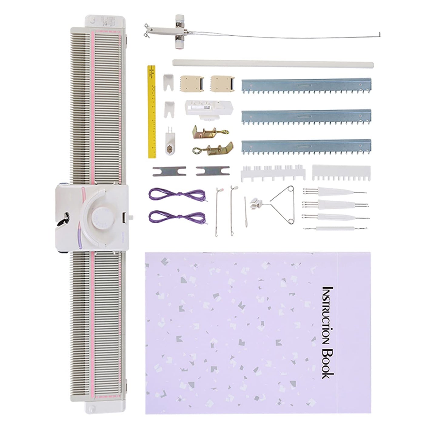 Knitting Machine, LK150 6.5mm Mid Gauge 150 Stitches Portable Plastic Domestic Smart Weaving Set with Accessories for Sock Hat Scarf, Hand Sweater Knitting Machine Kit for Kids