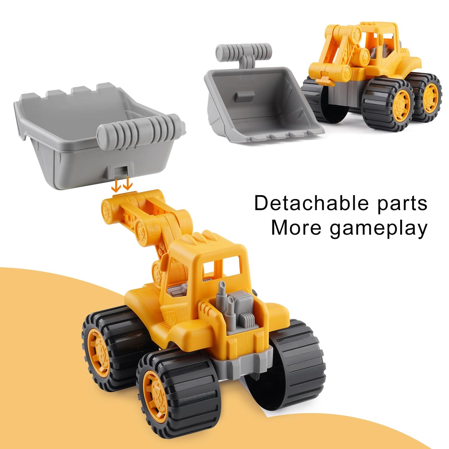 IOKUKI Long Shovel Sand Beach Toys with Big Excavator Toy, Dump Truck Toy, Construction Toys, Sand Castle Toys for Beach, Beach Rakes, Molds, Mesh Beach Bag for Kids, Toddlers, Boys & Girls (31 PCS)