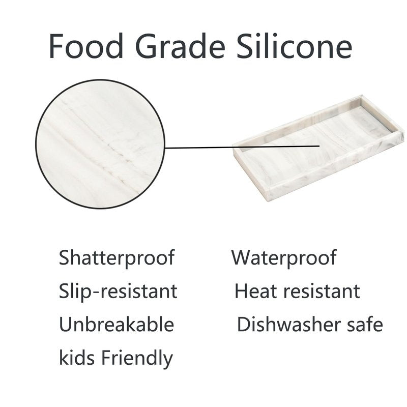 DNC Silicone Bathroom Vanity Tray for Counter, 11.8" Kitchen Sink Soap Tray for Dish Holder Dispenser Countertop Toilet Tank Decor Organizer