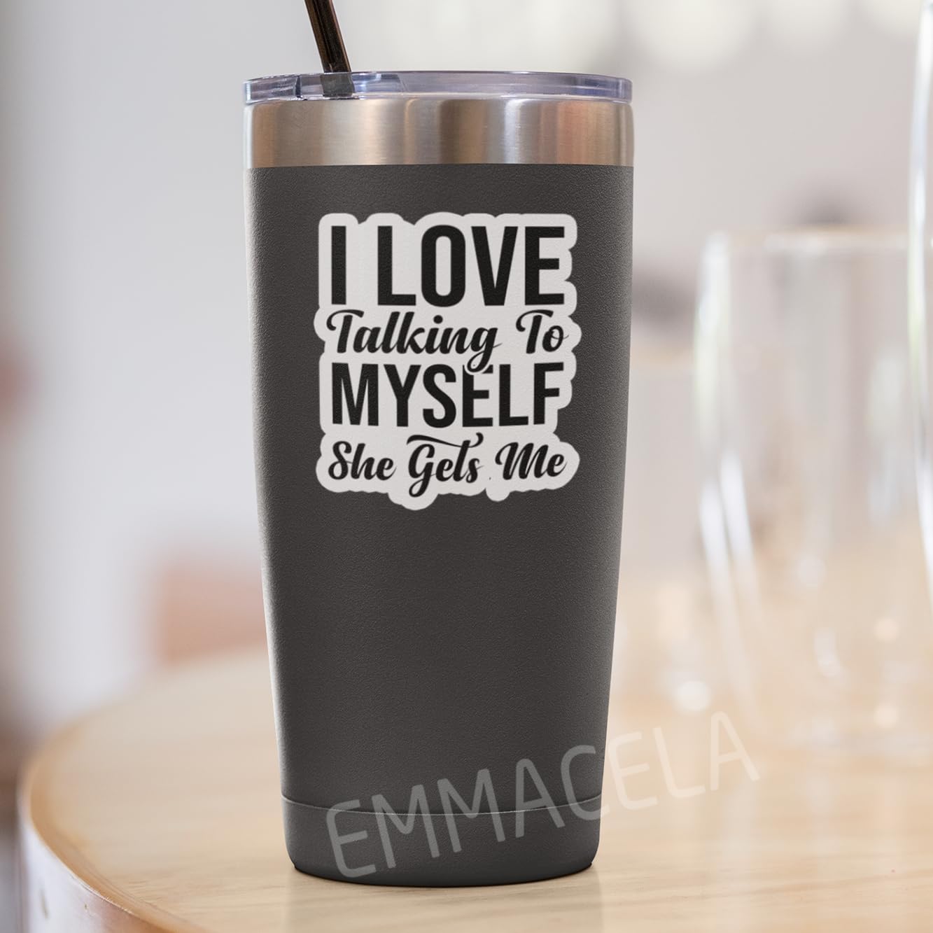 (3PCS) I Love Talking to Myself She Gets Me Sticker, Funny Sarcastic Stickers - Waterproof Vinyl Decal for Laptop, Tumbler, Water Bottle, Scrapbook, Gift for Women, Introvert 3" x 2.7 "