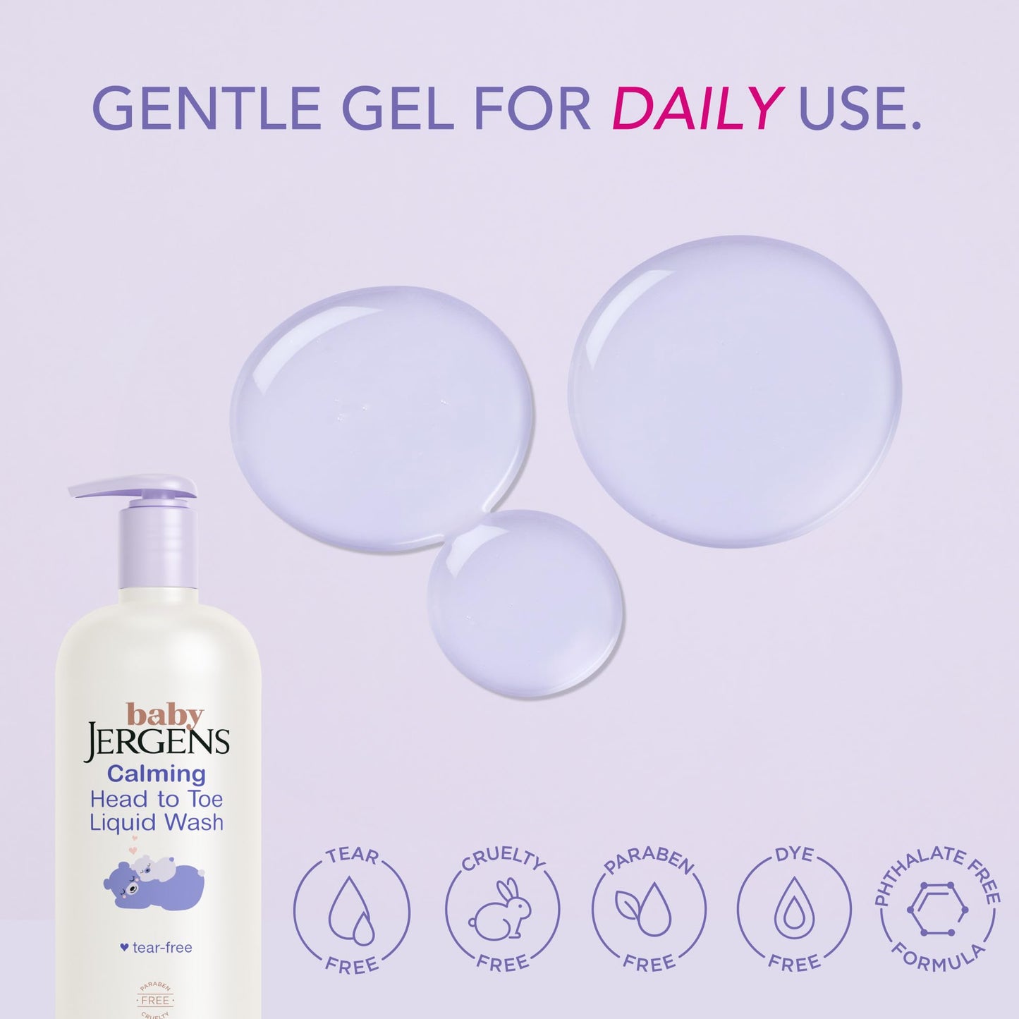 Jergens Baby Calming Head to Toe Liquid Baby Wash, Body Wash and Shampoo, Tear Free, 20 Fl Oz