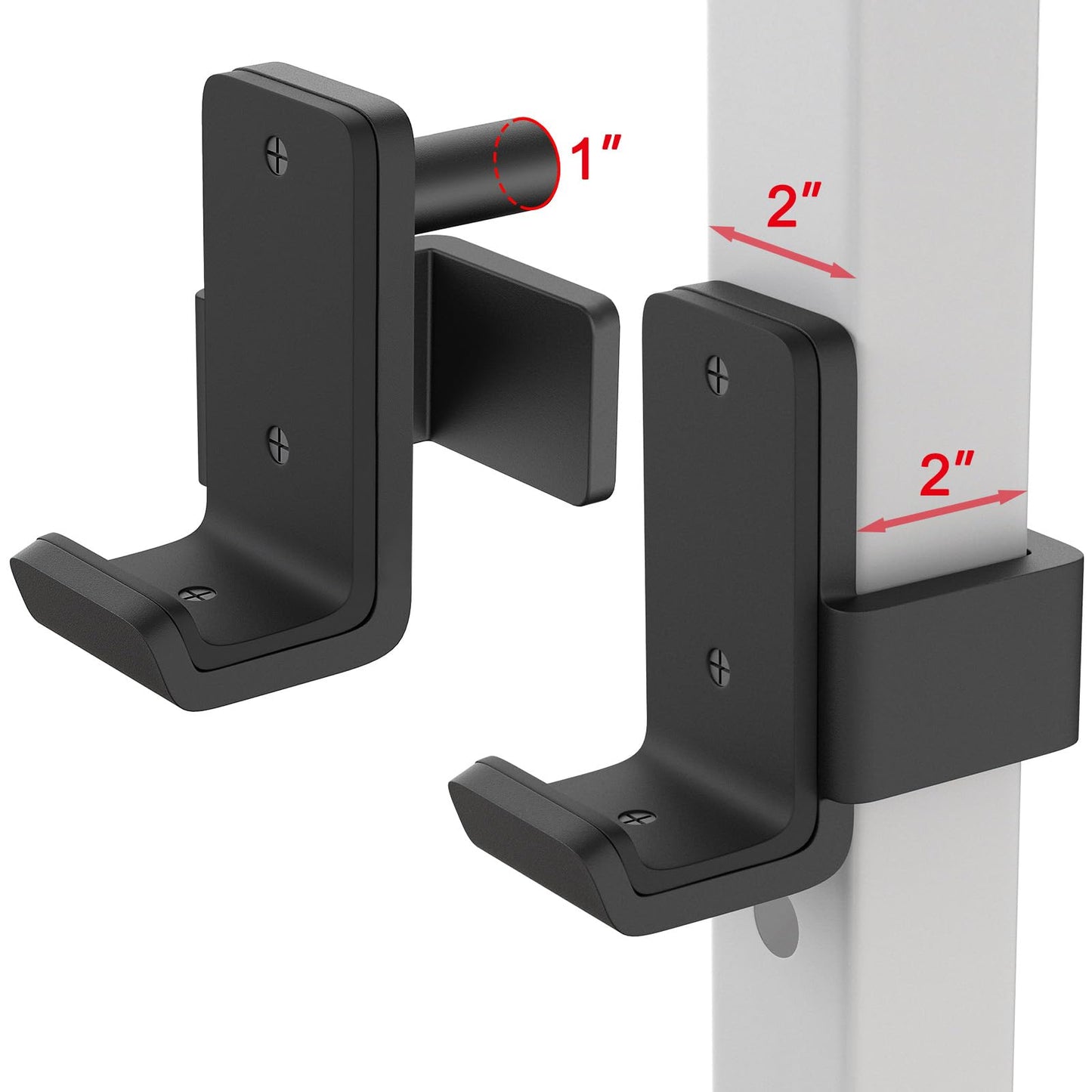 Kipika J-Hooks - Heavy Duty Steel Hooks for 2" x 2"" Square Tube Power Cages with 1’’ Hole - Set of 2"