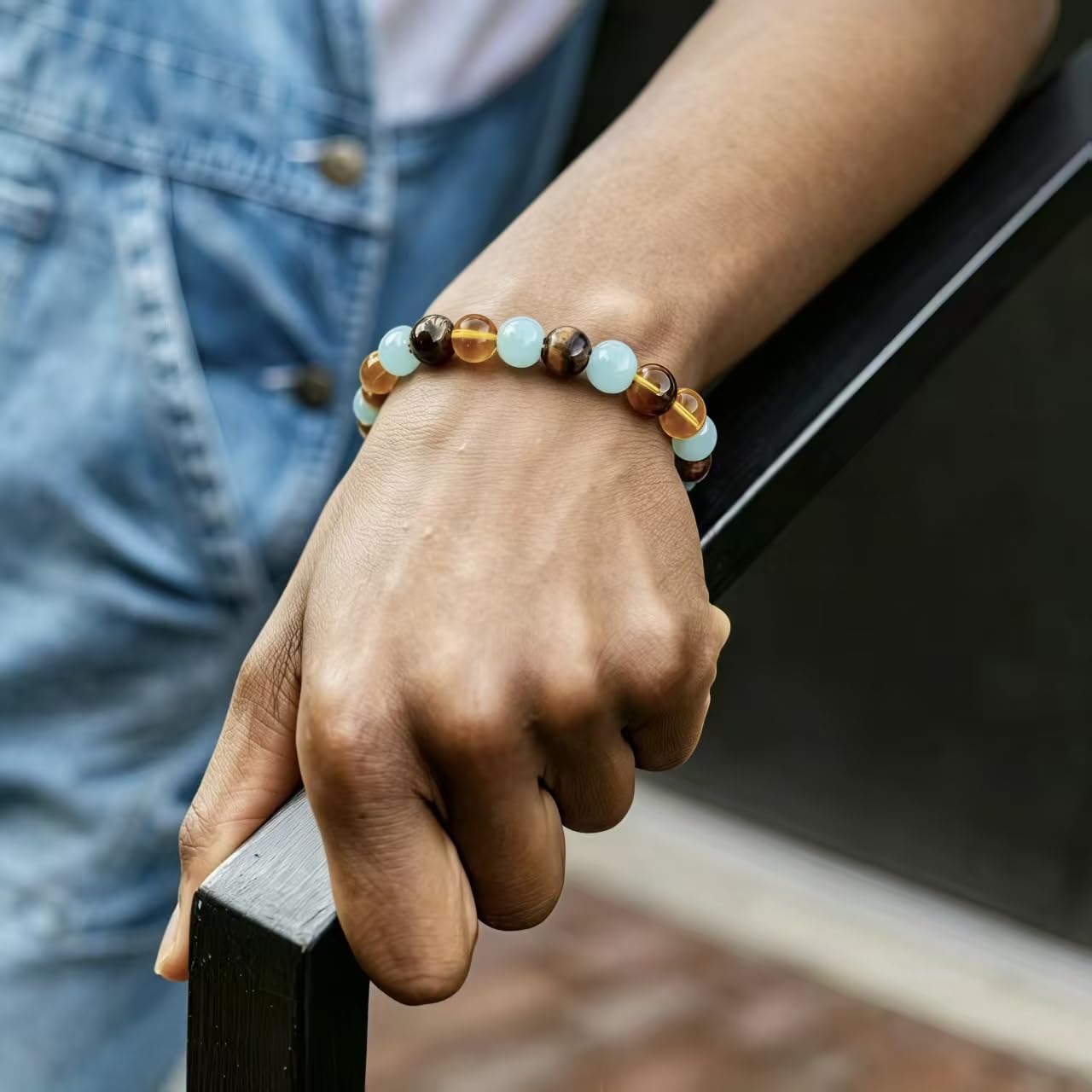 Adjustable Crystal Money Bracelets for Women Aventurine & Tiger-Eye Stone Beaded Bracelet Wealth Attraction Feng Shui Good Luck Elastic Bracelets Natural Healing Protection Jade Spiritual Jewelry (Wealth-Tiger's Eye + Green)