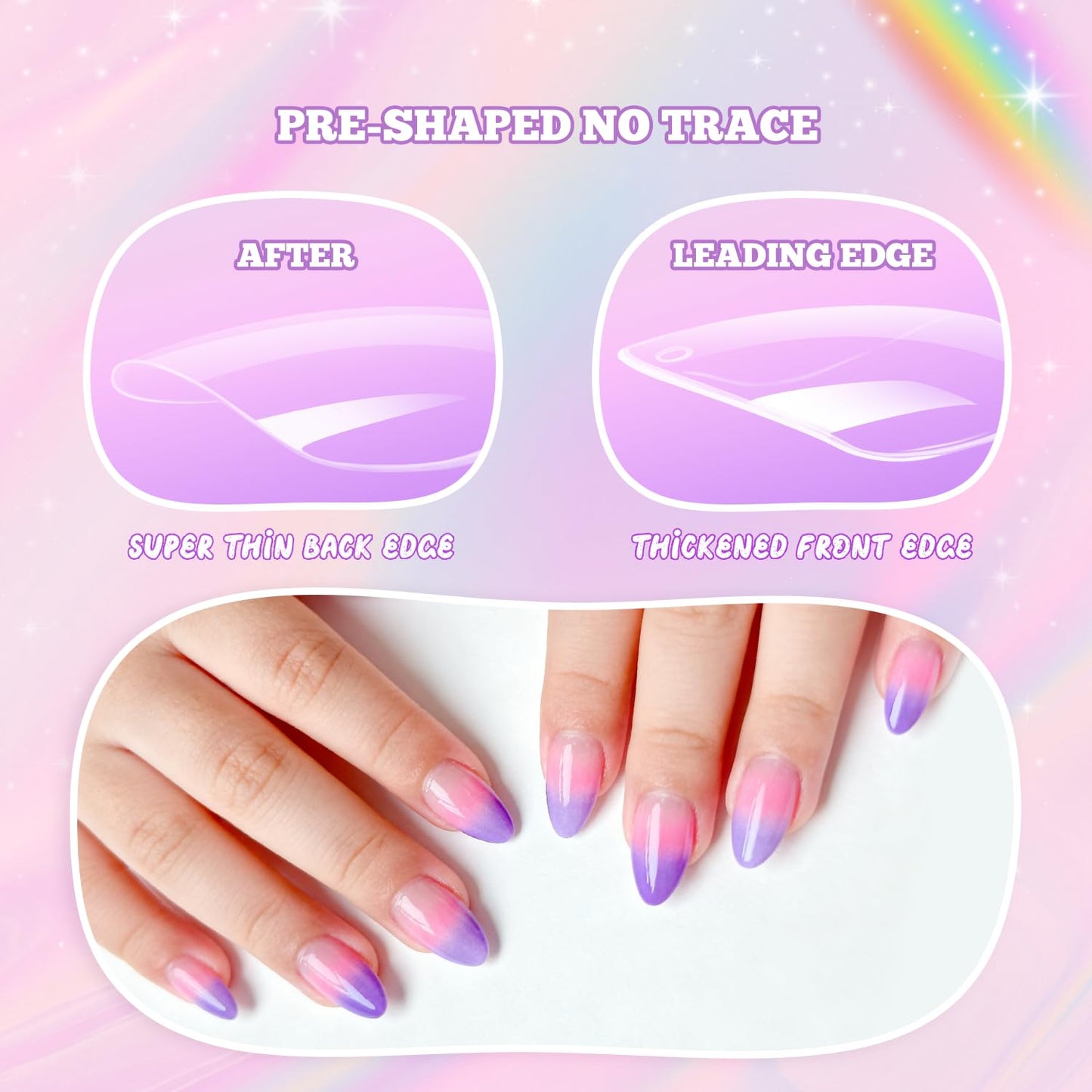 Krofaue 2-in-1 Kids Nail Art Kit, 80g UV Curing Solid Nail Glue Gel + 240PCS Extra Short Almond Soft Gel Nail Tips, 12 Sizes Clear Full Well Fake Nails Manicure Set for 9-12 Years Old Girls Home DIY &