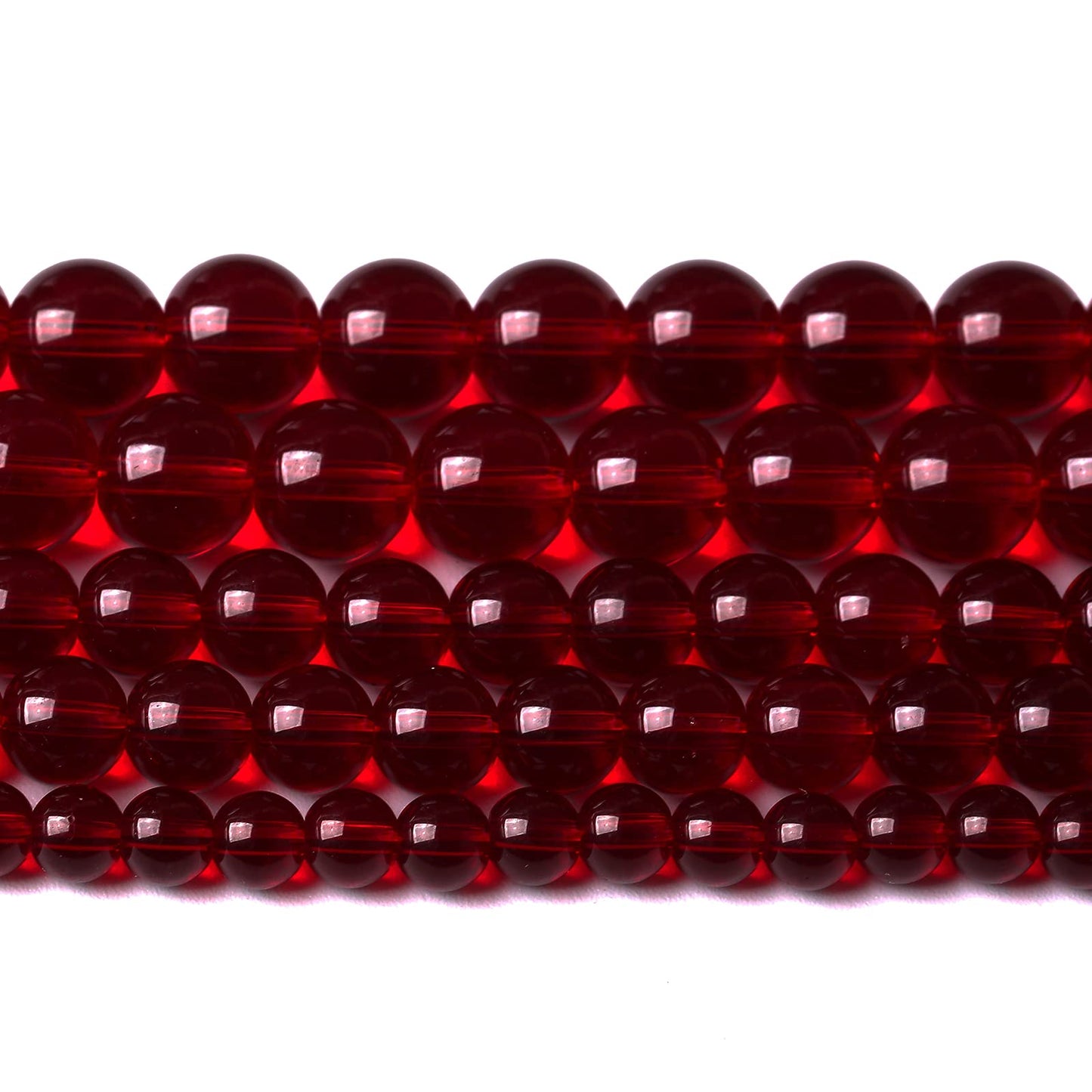 Smooth Garnet Red Glass Crystal Round Loose BeadsFor Jewelry Making DIY Bracelet Necklace Accessories 6mm 68pcs 15" Strand(Garnet Red Glass, 6mm)