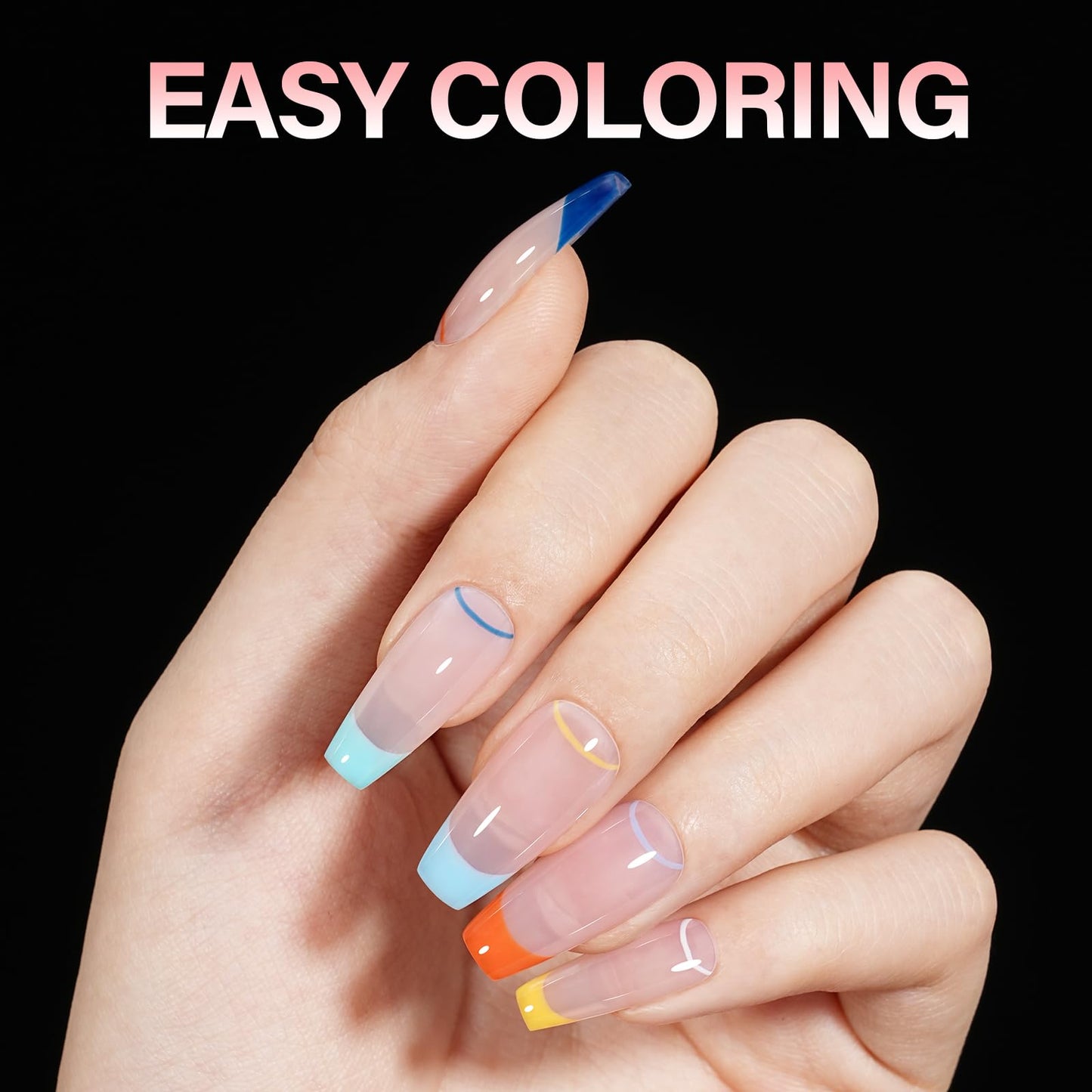 AILLSA Long Coffin Nail Tips Half Matte Full Cover Nails Tip Clear Acrylic Pre-Shaped Tips Flase Press on Nail Tips for Extentions Nails Manicure Salon DIY 216PCS 12 Sizes