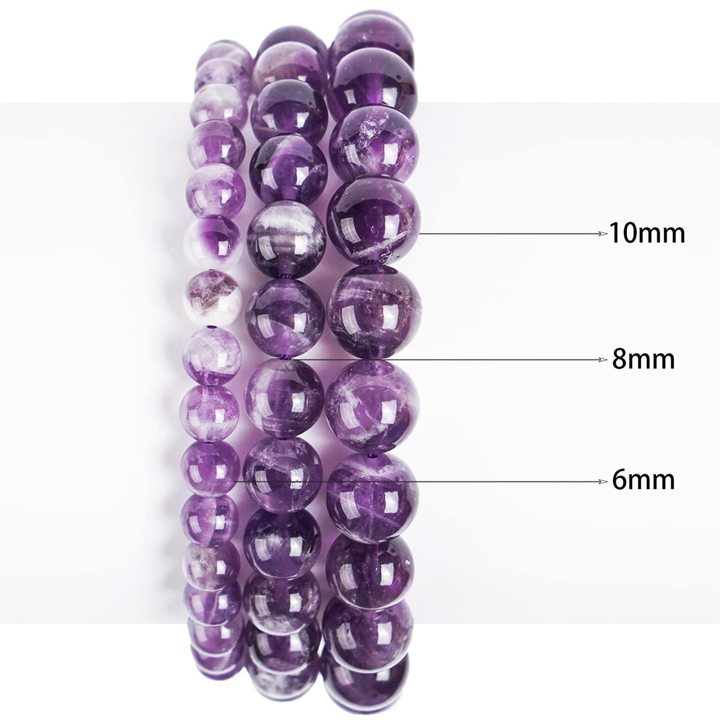 10mm Natural Amethyst Round Bead - 35PCS Bulk Gemstone Beads for Jewelry Making, DIY Bracelets, Necklaces - Includes Crystal Stretch Cord - Stone Beads for Crafting Gifts