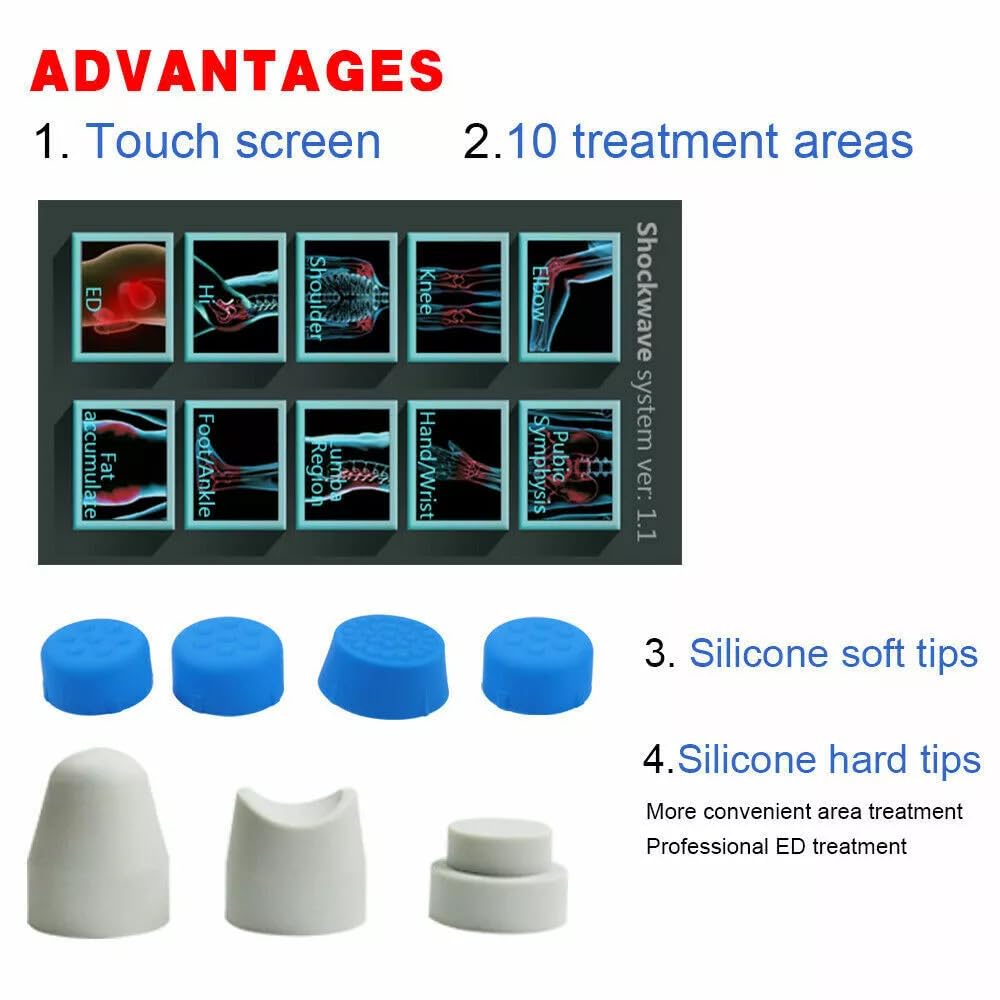 Extracorporeal Shockwave Therapy Machine for Deep Tissue Pain Relief Shock Wave Device with 7 Massage Heads for Plantar Fasciitis,Sports Injuries Non-Invasive Focused Shockwave Machine