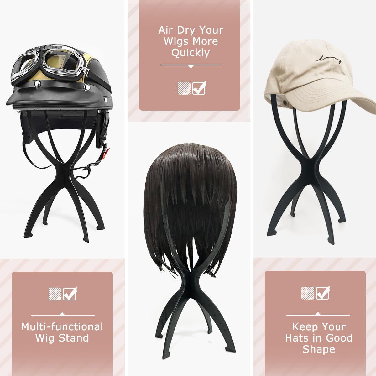 Dreamlover Wig Stand, Wig Head Stand for Wigs, Purple, 3 Packs