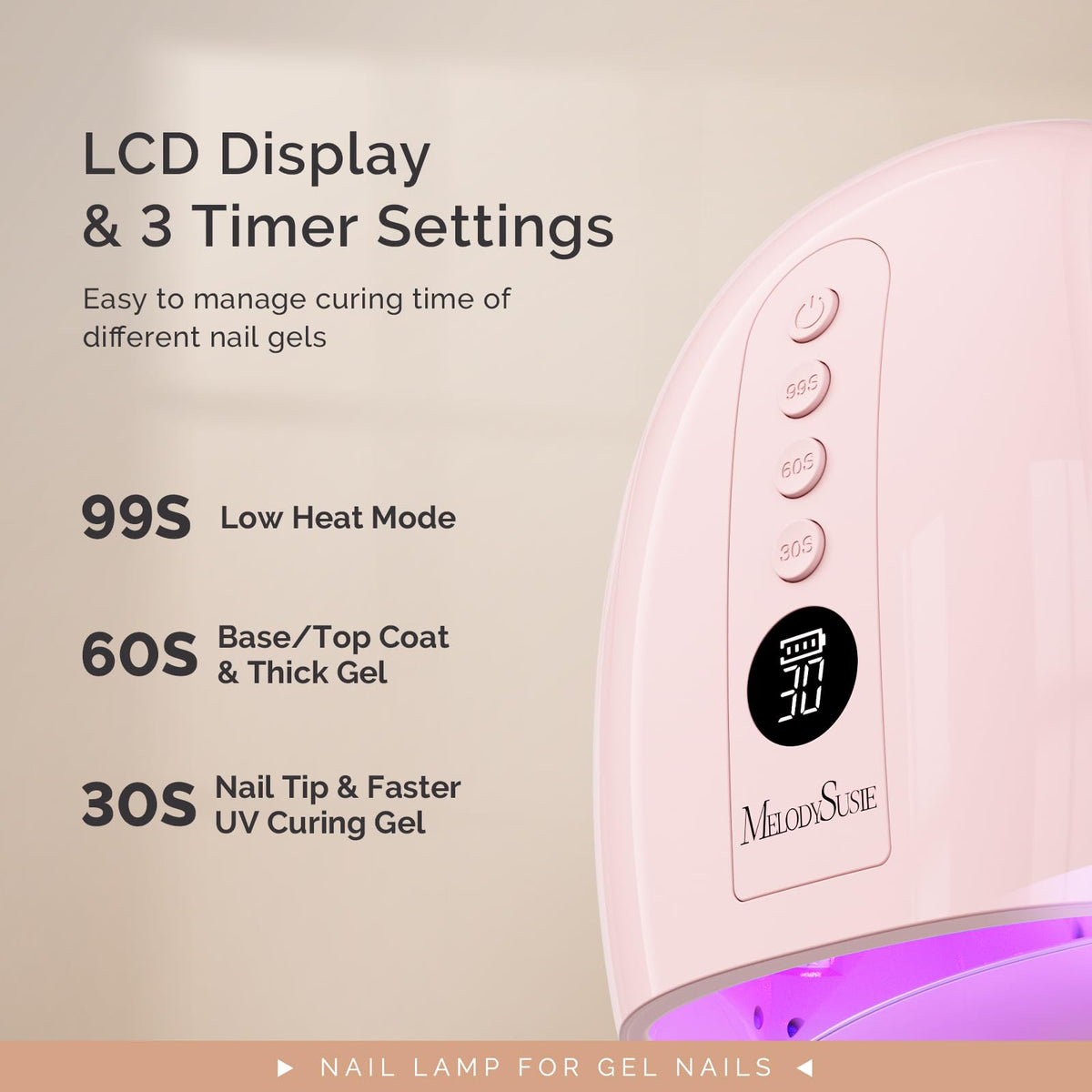 MelodySusie Professional Cordless UV Nail Lamp with Metal Base, P-Plus30GT Nail Dryer with Smart Sensor for Salon & DIY Home Use Fast Cures All Hard Gels, Especially Extension & Glitter Gel Polishes