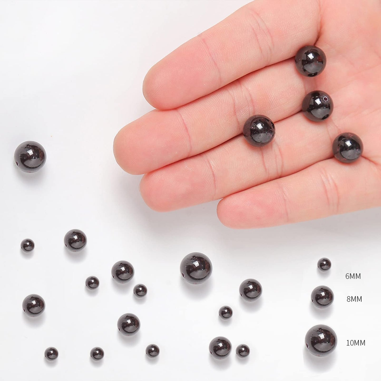 60pcs 6mm Natural Stone Beads Red Garnet Beads Energy Crystal Healing Power Gemstone for Jewelry Making, DIY Bracelet Necklace