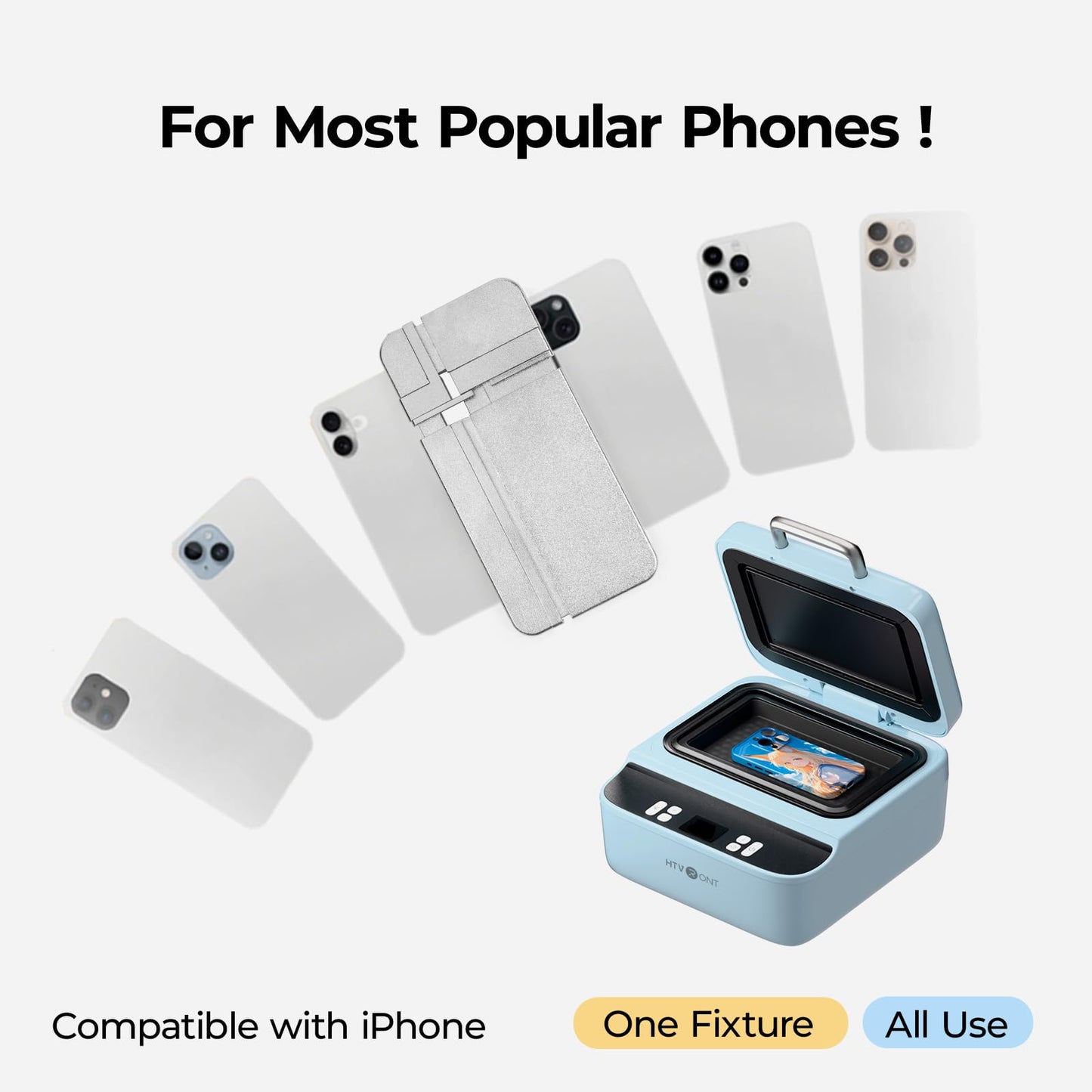 HTVRONT H17 Phone Cases Heat Press - Automatic Vacuum Heat Press Machine for Phone Cases- Sublimation Press for Custom Phone Case, Badges, Coasters, Includes Film & Fixture (Compatible with iPhone)