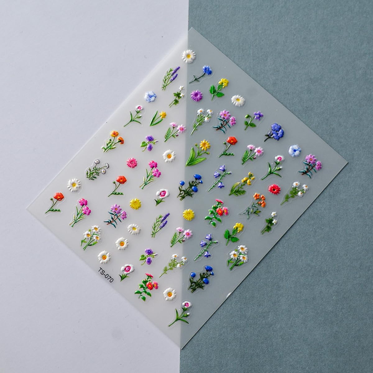 5D Embossed Flower Nail Stickers for Nail Art Spring Floral Nail Decals Flower Stickers for Nails Designs Self Adhesive Nail Art Supplies & Decorations for Women Girls 1 Sheet