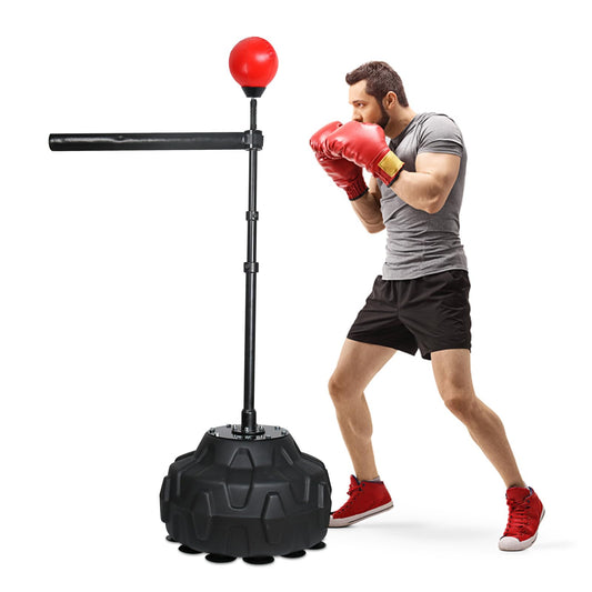 Solid Reflex Bag Boxing Speed 45-80in Trainer Punching Bag Spinning Bar Training Boxing Ball with Reflex Bar Free Standing Adjustable Height for Adult Youth Red