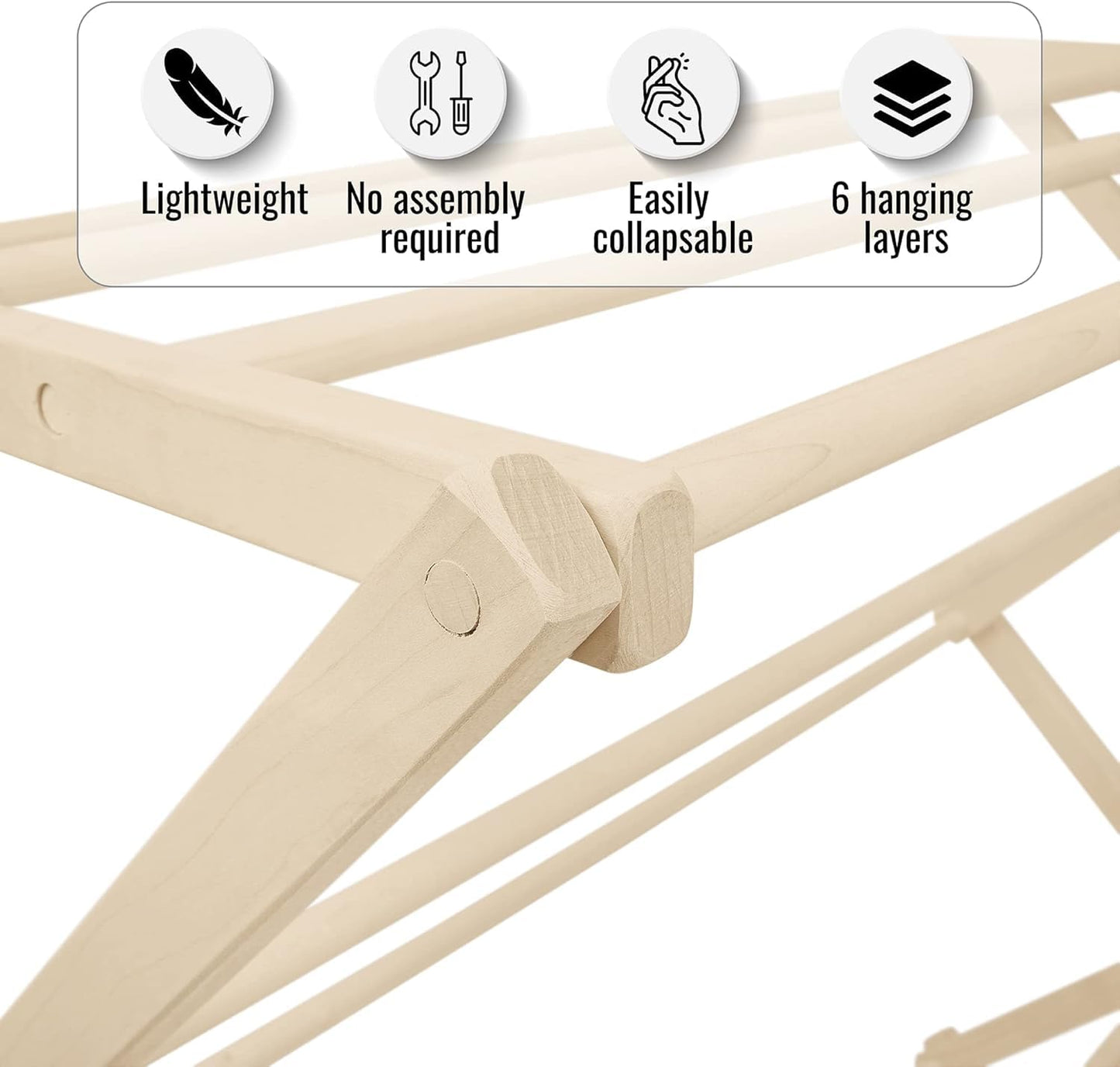 Pennsylvania Woodworks Premium American Maple Clothes Drying Rack - Extra Large Wall Clothes Drying Rack, Collapses to 35" x 20" x 8", Handcrafted in Pennsylvania