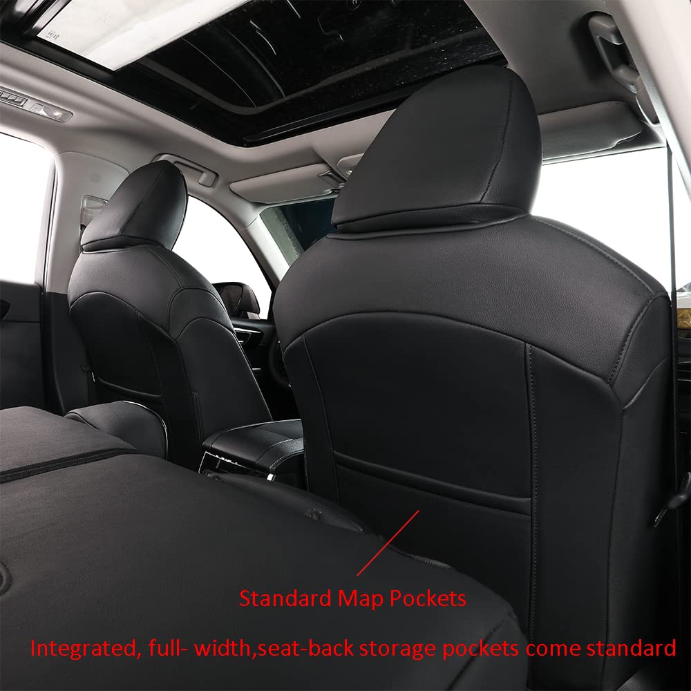 EKR Pilot Seat Covers Custom Fit for Honda Pilot Sport/EX-L/Touring/Elite 2023-2025 & Black Edition 2025,8 Seats,Leather Car Seat Cover Full Set-Three Rows,Faux Leather(Black)