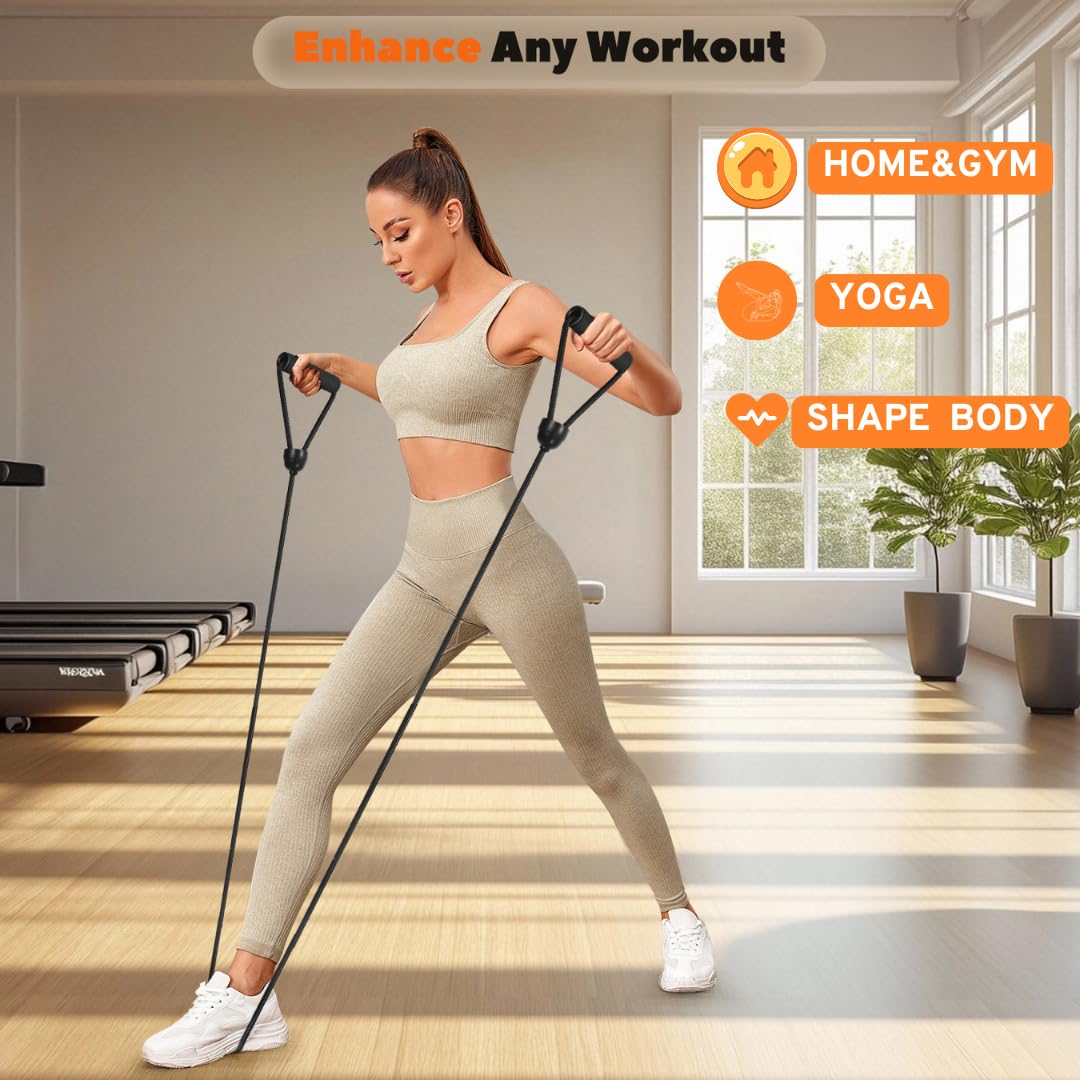 ONIPAX 1 Pair Stepper Resistance Bands with Handles & Connecting Strap – Workout & Exercise Bands for Strength Training, Muscle Toning, Home Gym Fitness Equipment