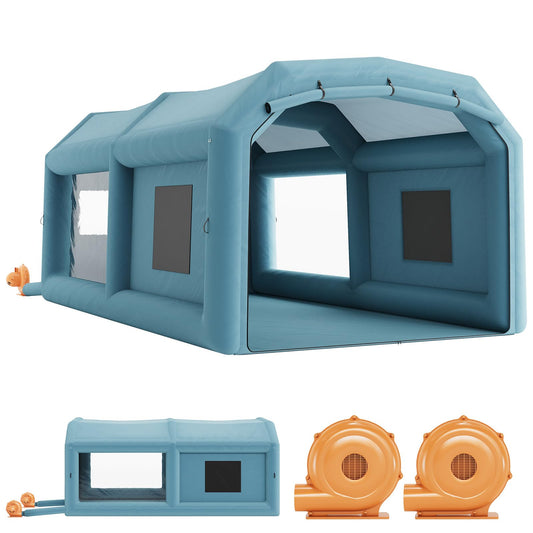 20x11.5x9ft Inflatable Paint Booth, Portable Inflatable Spray Booth Tent, High Powerful 250W+550W Blowers Car Paint Tent with Air Filter System for Car Parking Workstation Motorcycle Garage