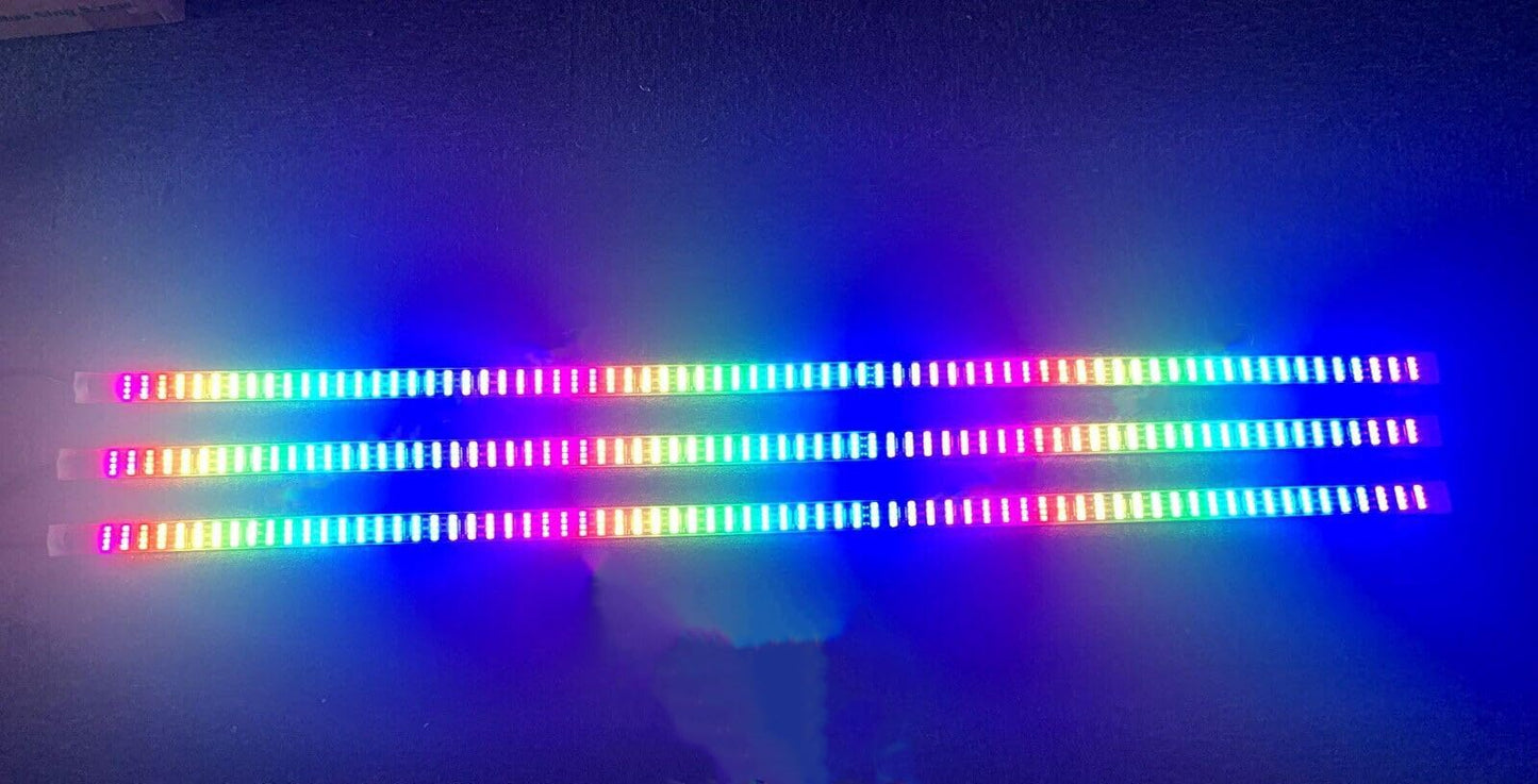 FIJVKNXY 3PCS 2FT Quad Row RGB Dream Color Chasing LED Light Strips - Wheel Lighting, APP/Remote Control, for Car/Truck/Motorcycle/Bike/Golf Cart, Slingshot LED Light Kit