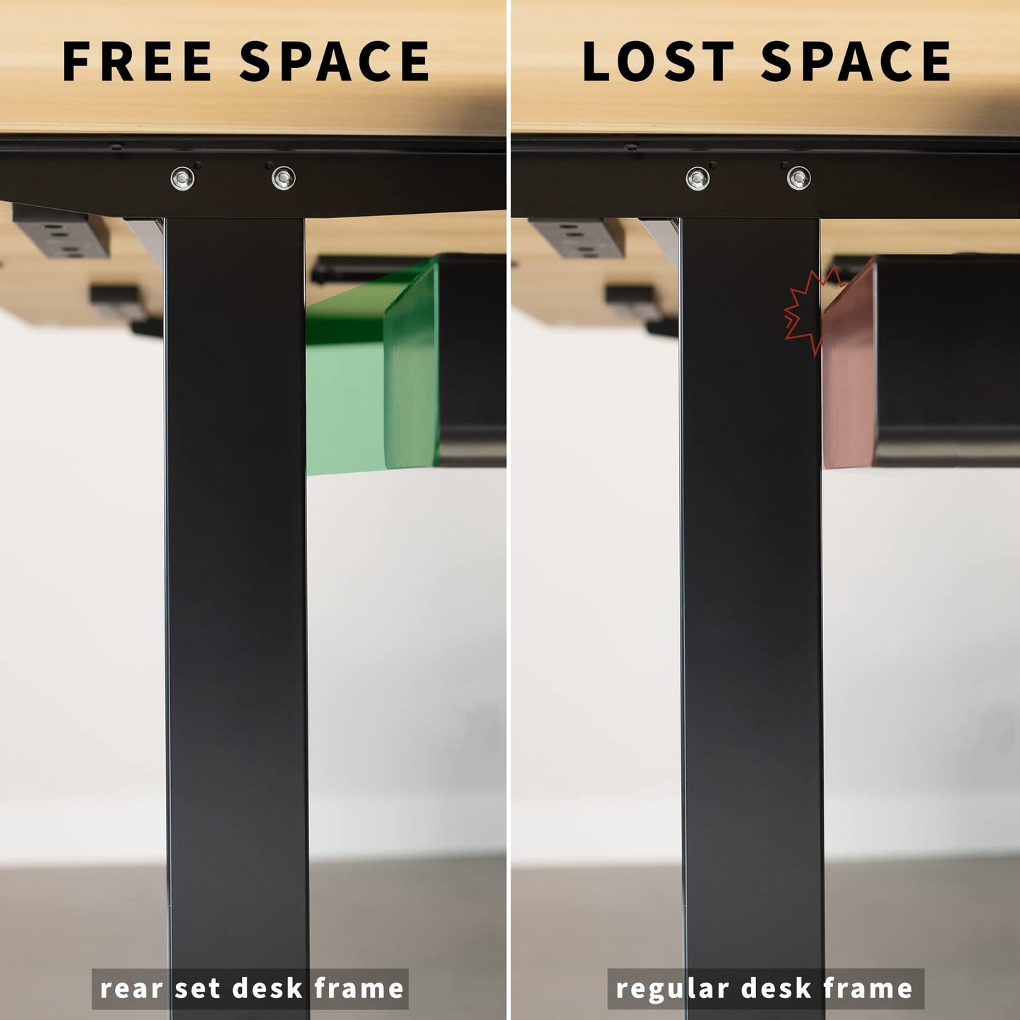 VIVO Electric Standing Desk Frame, Rear-Set Legs, Single Motor Memory Controller Height Adjustment, Frame Only, Black, DESK-100E-RB