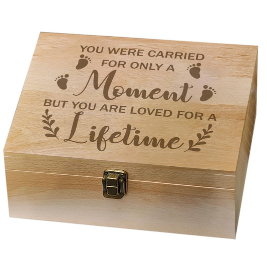 arricraft 1 Pc Wooden Memory Keepsake Box, Miscarry Memory Box with Hinged Lids for Baby Loss Memorial Gift Storage Box Keepsake to Store Photos Letters and Valuables 9.6x7.6x4inch