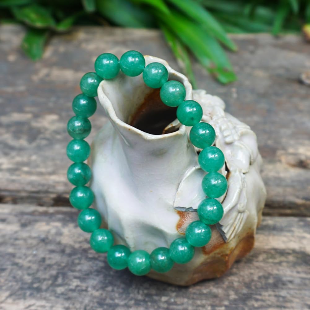 8mm Green Aventurine Bracelet for Women Men | Natural Luck Prosperity Stone Beads - Handmade Heart Chakra Crystal Jewelry for Abundance Meditation | Beading Tool Kit - Fits for 7-8" Large Wrist
