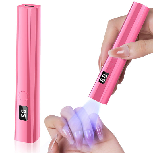 Hoonyn Handheld UV Nail Lamp, 5W Sparkly UV Light for Gel Nails, Portable LED Nail Lamp, Mini Nail Dryer with LCD Screen, USB Nail Light for Fast Curing (Pink)