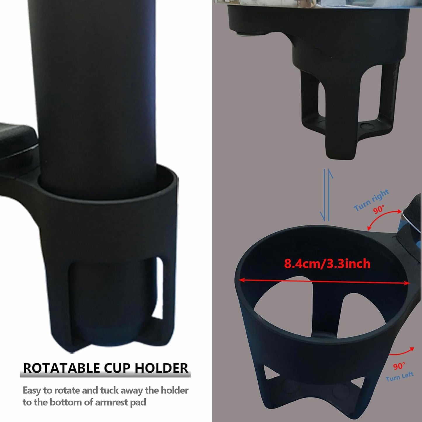 Motorcycle Passenger Armrests Adjustable with Cup Holder for Harley Touring Electra Glides Road Glide Ultra Tri Glide 2014-2024 Motorbike Accessories Parts Black