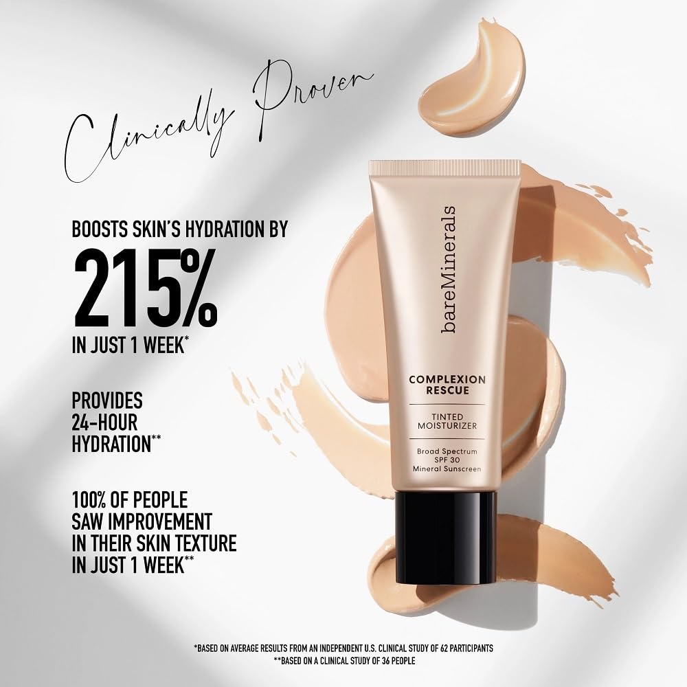 bareMinerals Complexion Rescue Tinted Moisturizer for Face with SPF 30, Travel Size, Birch 1.5, Vegan, Cruelty-Free & Dermatologist-Tested